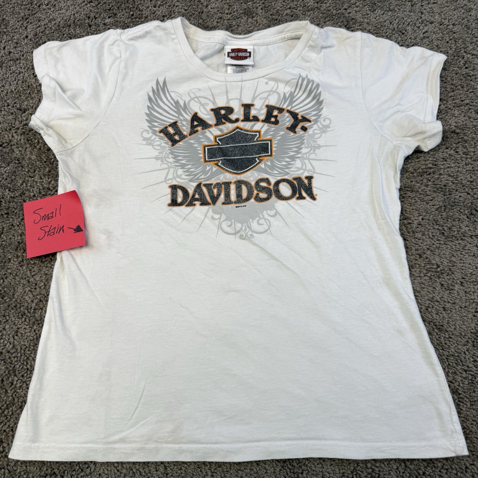 Harley Davidson T-Shirt Womens Large White Rhinestone Dubai United Arab Emirates