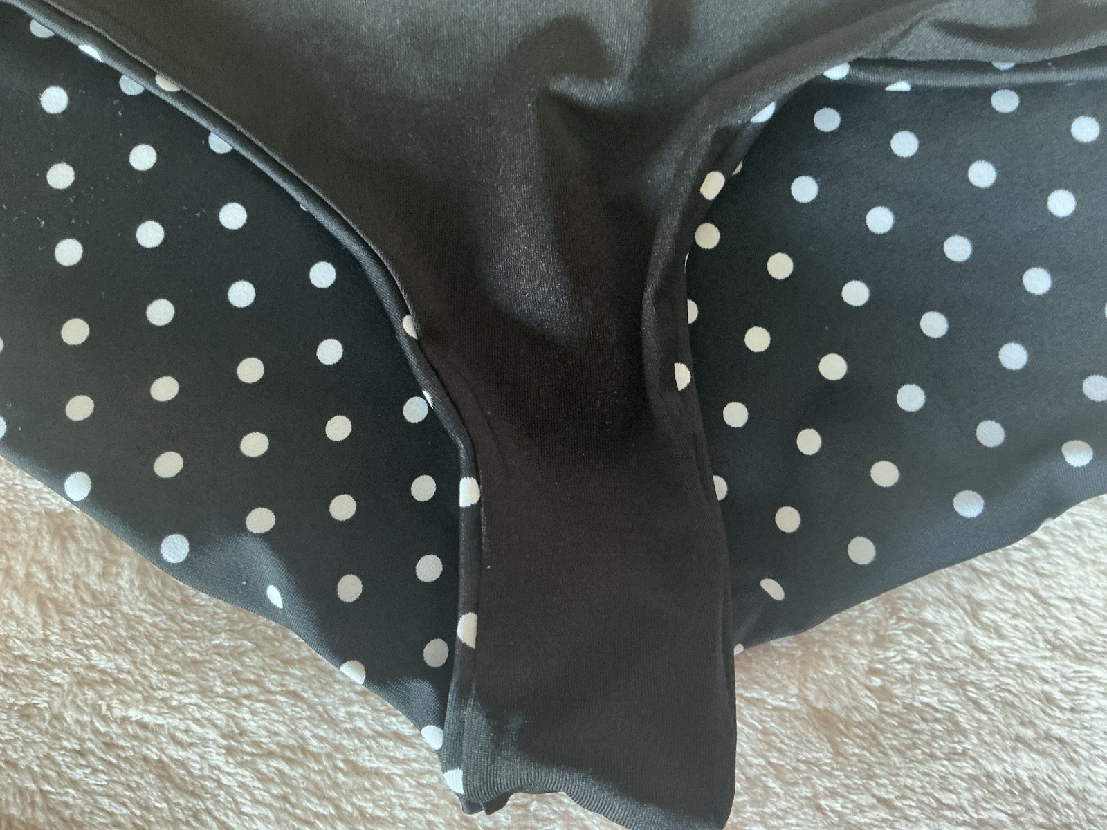 Black Swim Bottoms With White Polka Dots Size Medium Victoria’s Secret