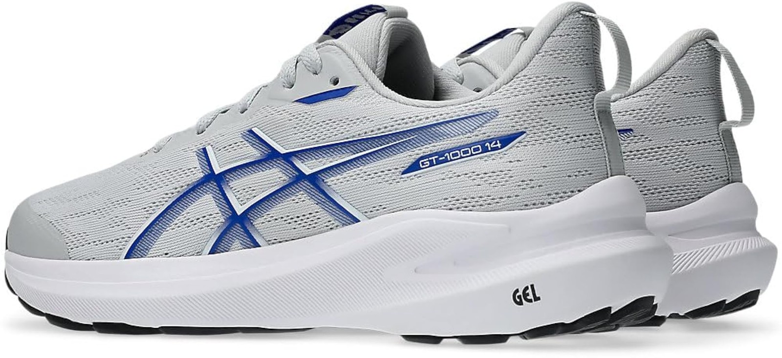 ASICS Unisex-Child Gt-1000 14 Gs – Concrete/Neon Blue – 5.5 Big Kid