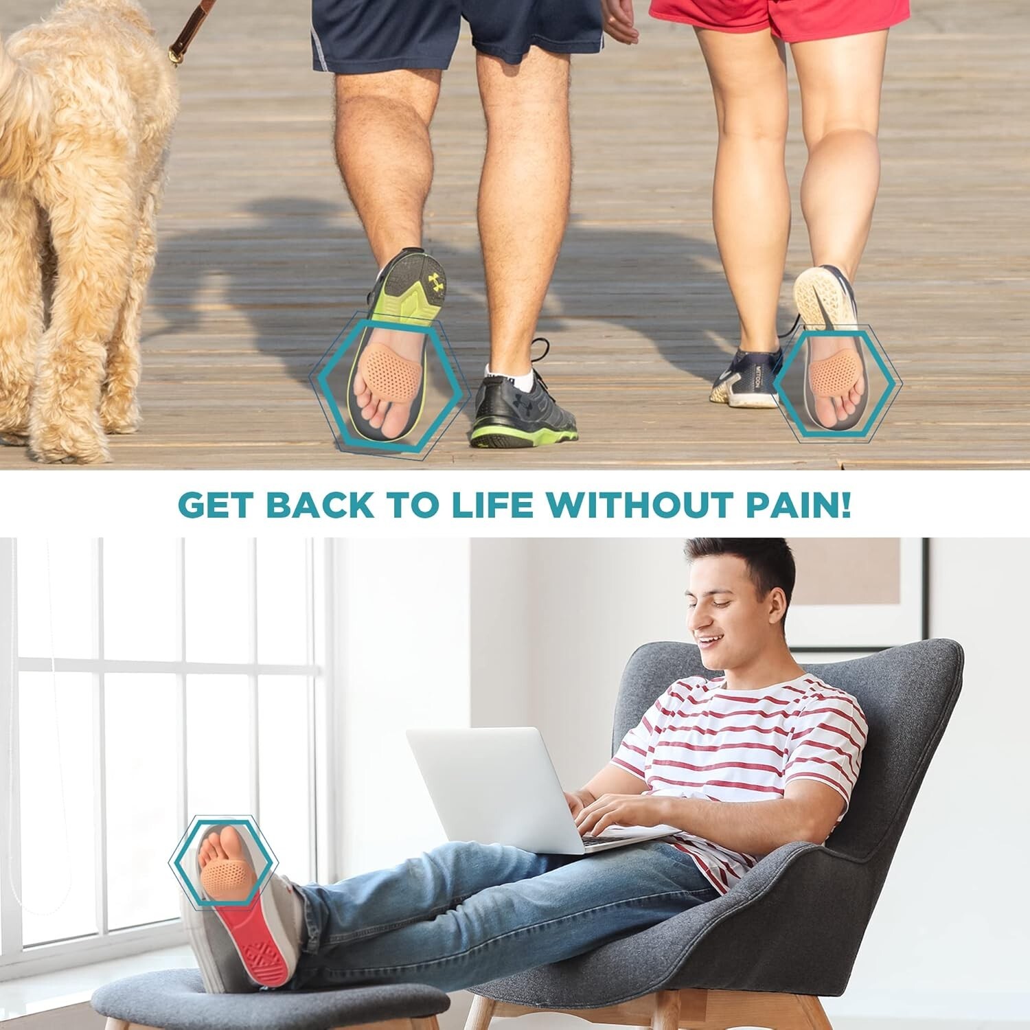 Metatarsal Pads For Man Women Silicone Sleeve Gel Sole Cushion Gift Pain Relief