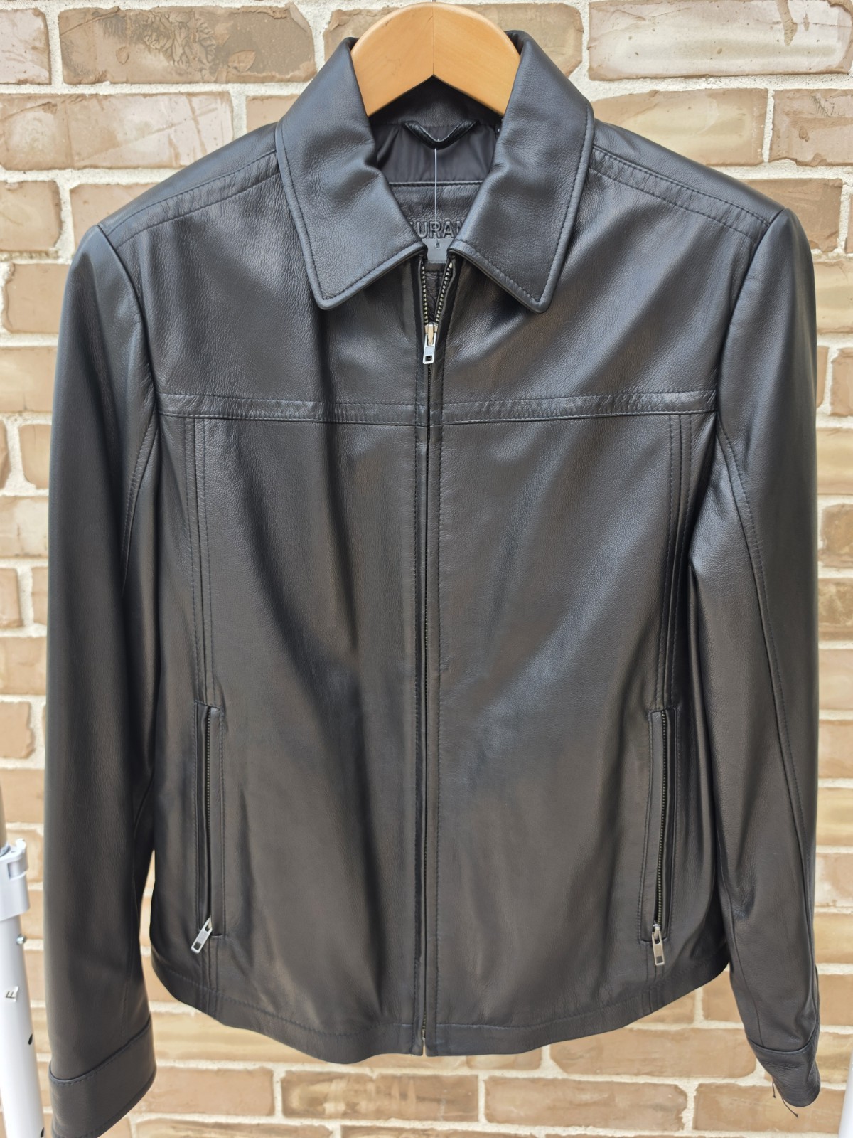 Murano Black Lambskin Leather Full Zip Jacket Men’s L Lined Pockets NWT $495