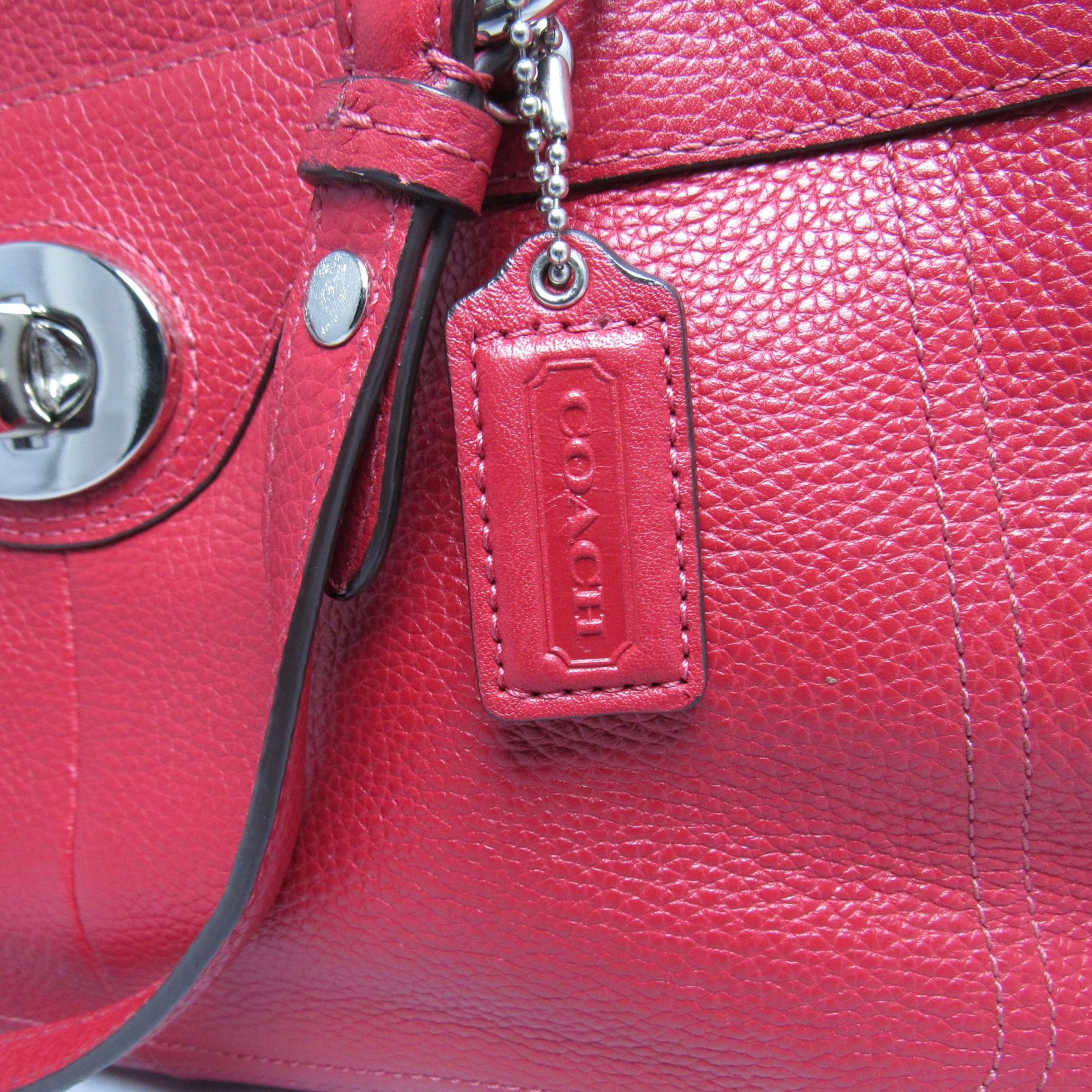 Coach Red Pebbled Leather Satchel Handbag
