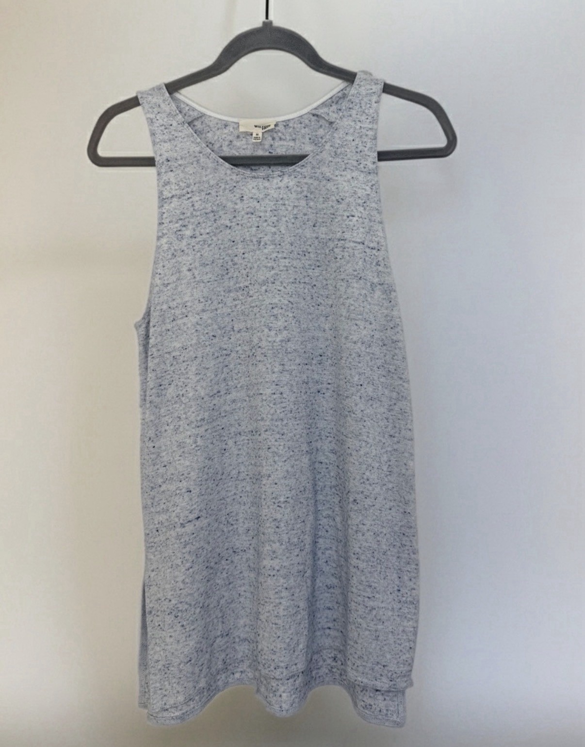 Aritzia Wilfred Free Tank Top Womens Medium M Gray Blue Space Dye Knit Split Hem