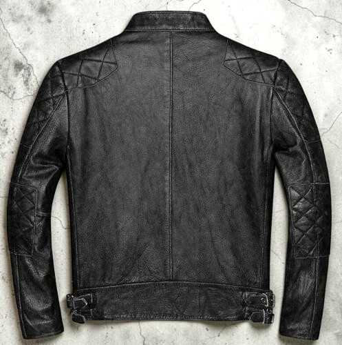 Cafe Racer Men’s Motorcycle Biker Style Black Jacket Leather Genuine Sheep skin