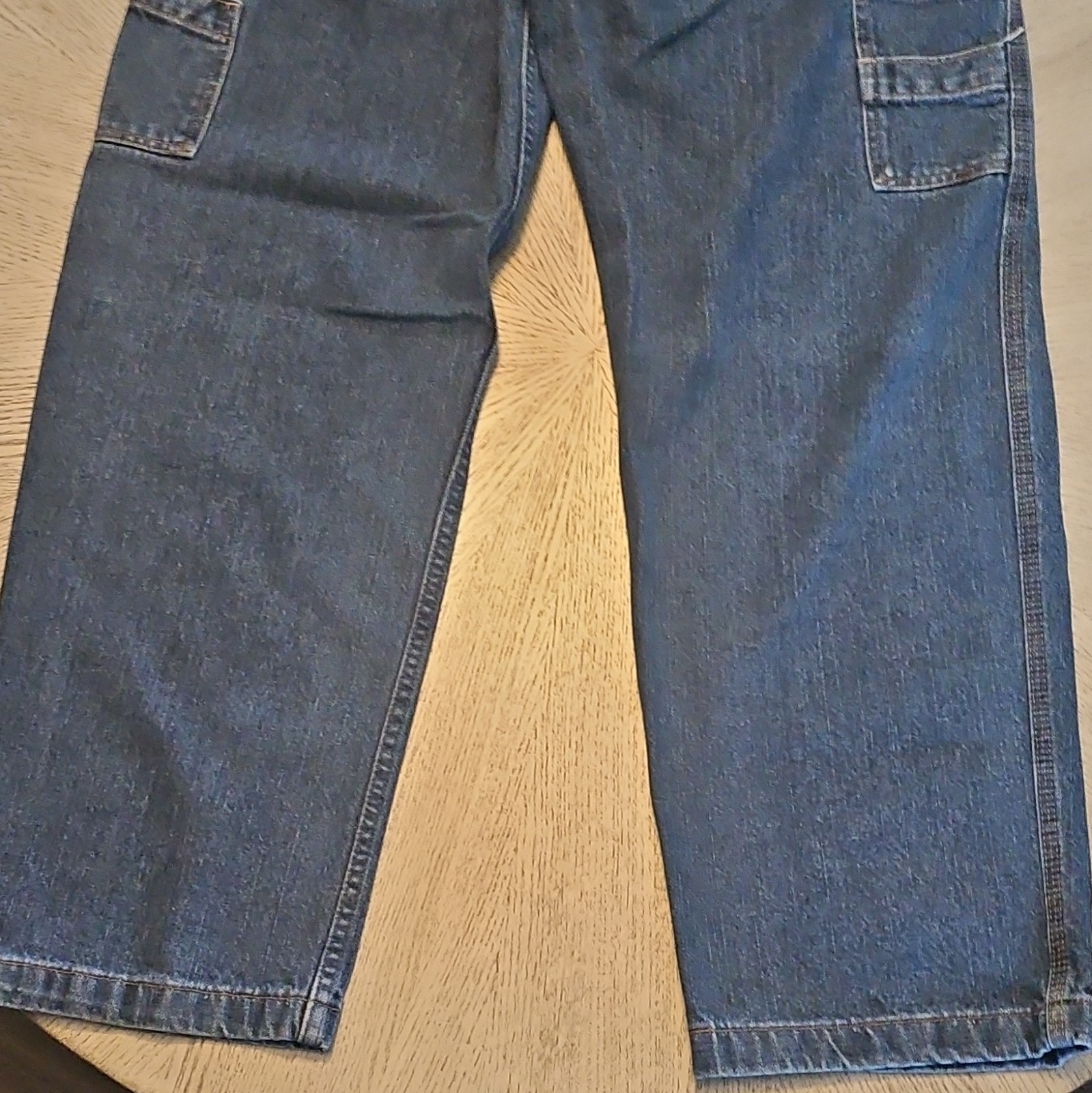 Polo Jeans Co. Men’s Regular Fit Medium Wash Blue Denim Straight Cargo Jeans