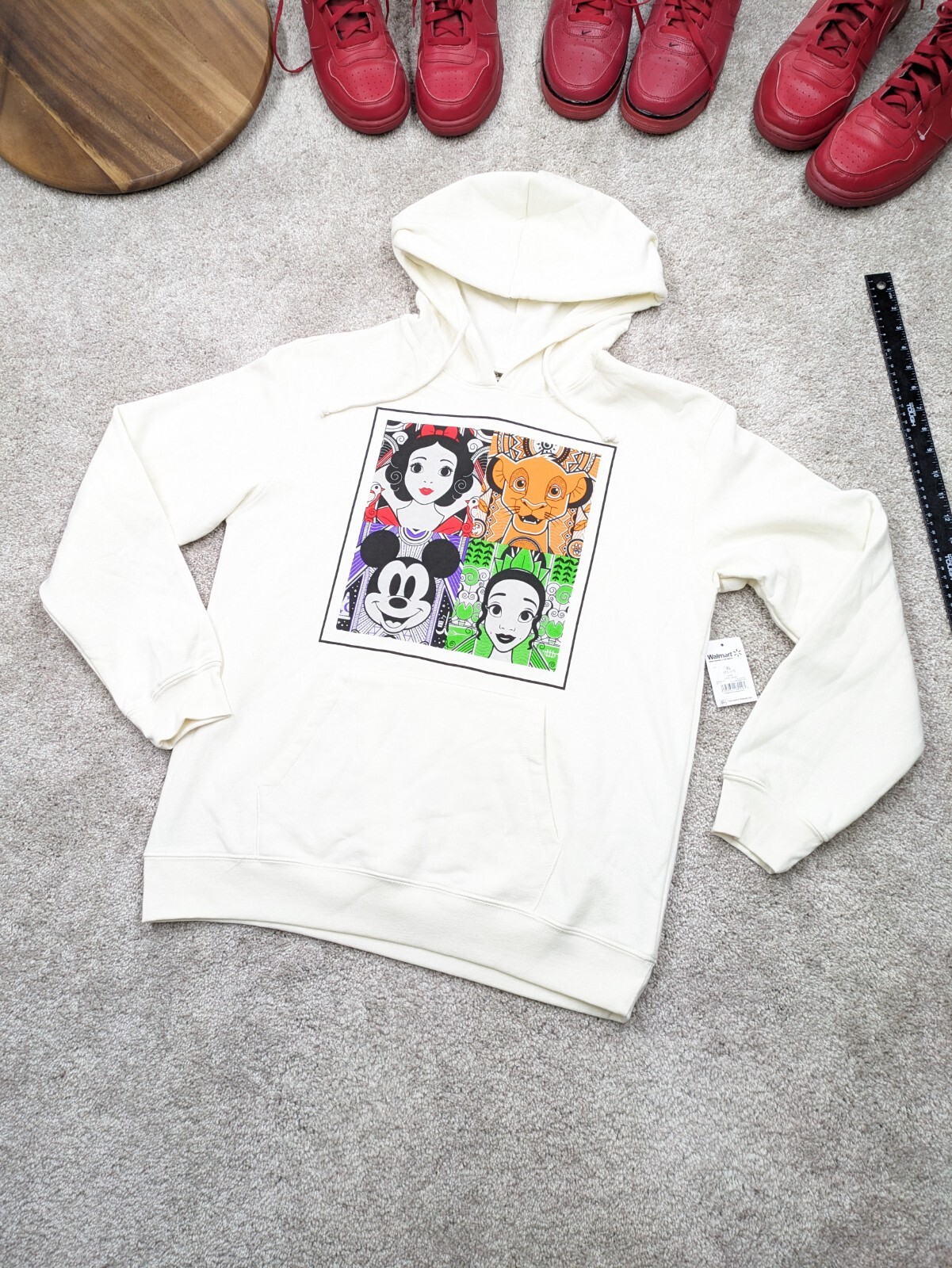 Disney Lion King Mickey Mouse Snow White Hoodie Women XS Creme Hooded Sweatshirt