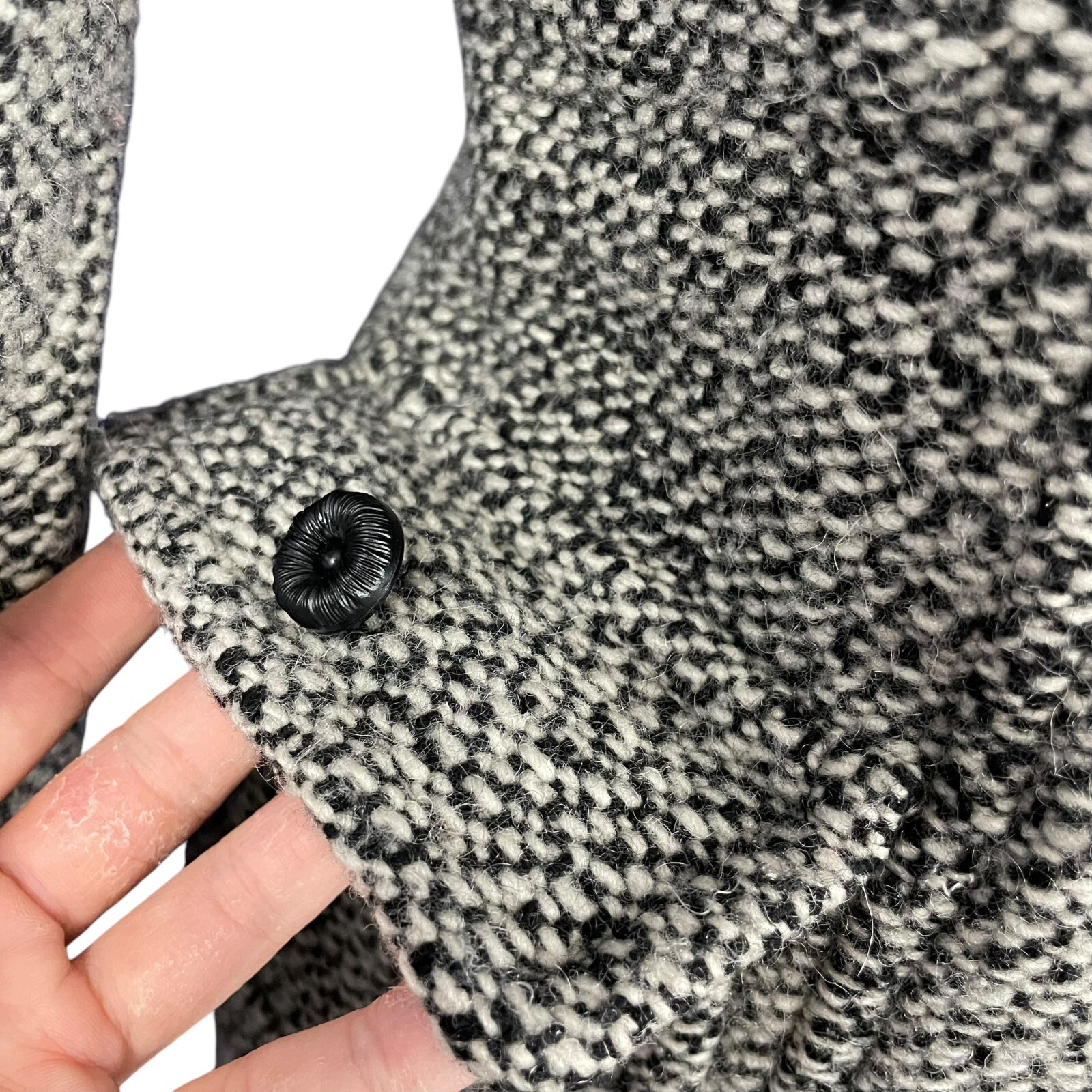 Marvin Richards Wool Blend Jacket M Marled Boucle Notched Lapel Blazer Coat Gray