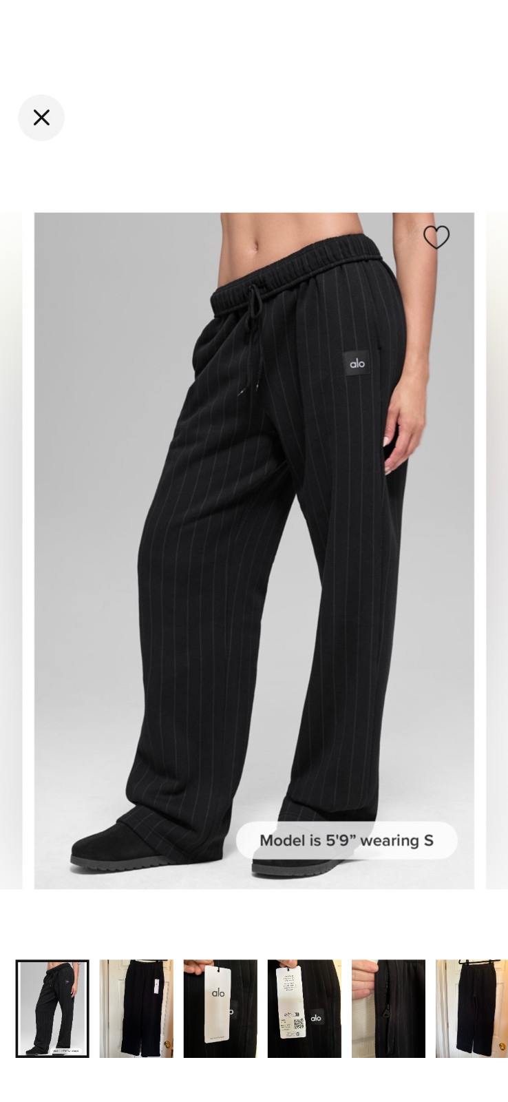 SOLD OUT Alo Black Pinstripe Straight Leg SweatPant