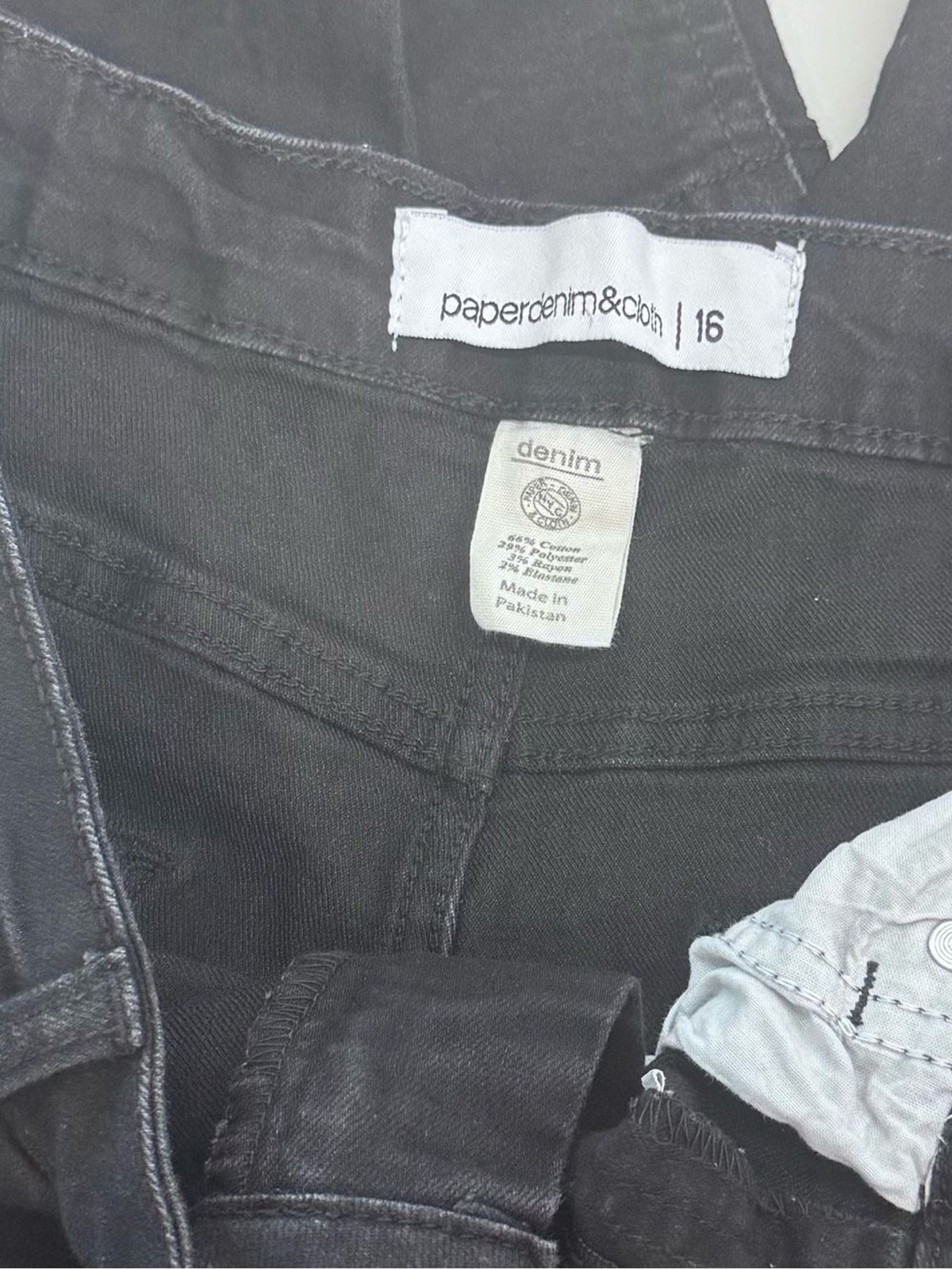 Paper Denim & Cloth Girls Black Straight Leg Stretch Jeans Size 16