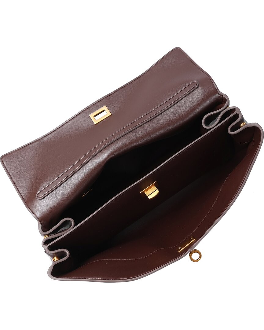 Tiffany & Fred Paris Large Smooth Leather Tote Women’s Brown