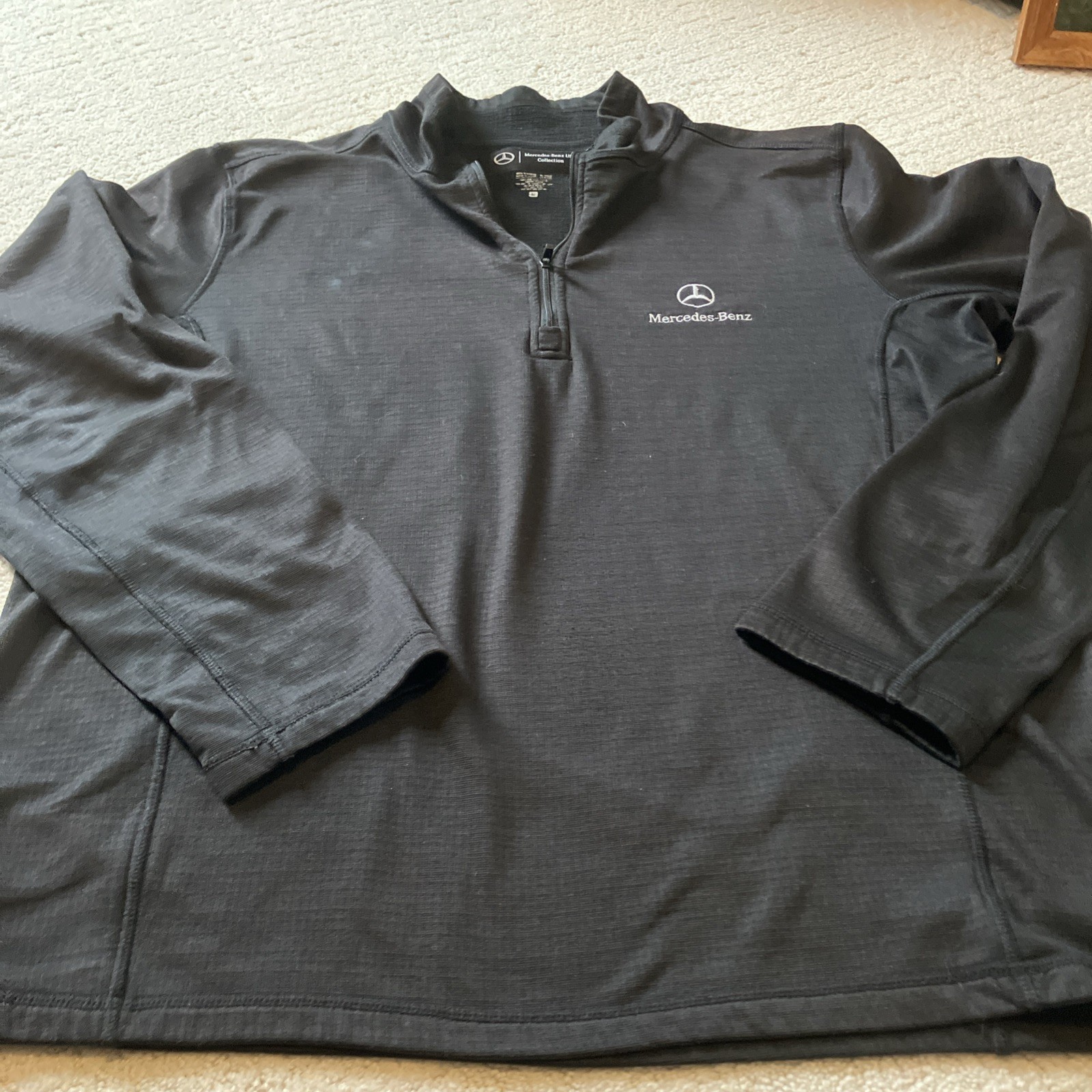 Mercedes Benz Mens Long Sleeve Quarter Zip Athletic Performance Pullover Black L