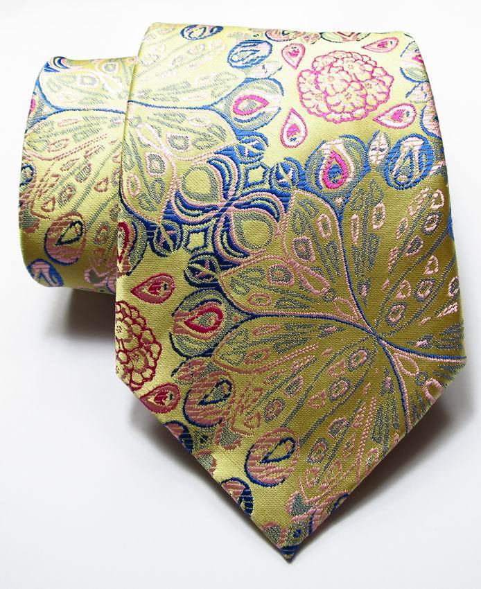 New Classic Floral Paisley Beige Pink Blue JACQUARD WOVEN Silk Men’s Tie Necktie