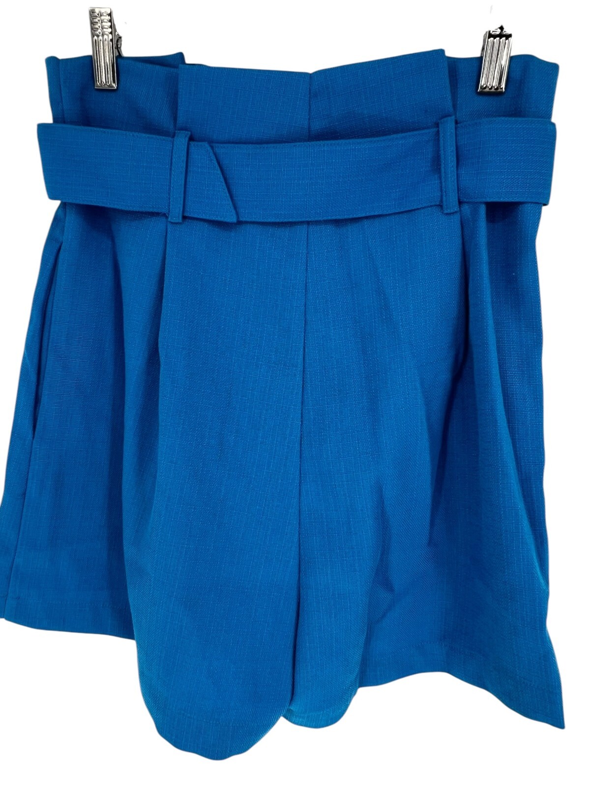 Flying Tomato Shorts High Rise Paper Bag Woven Blue Belted Pockets Varies Sizes