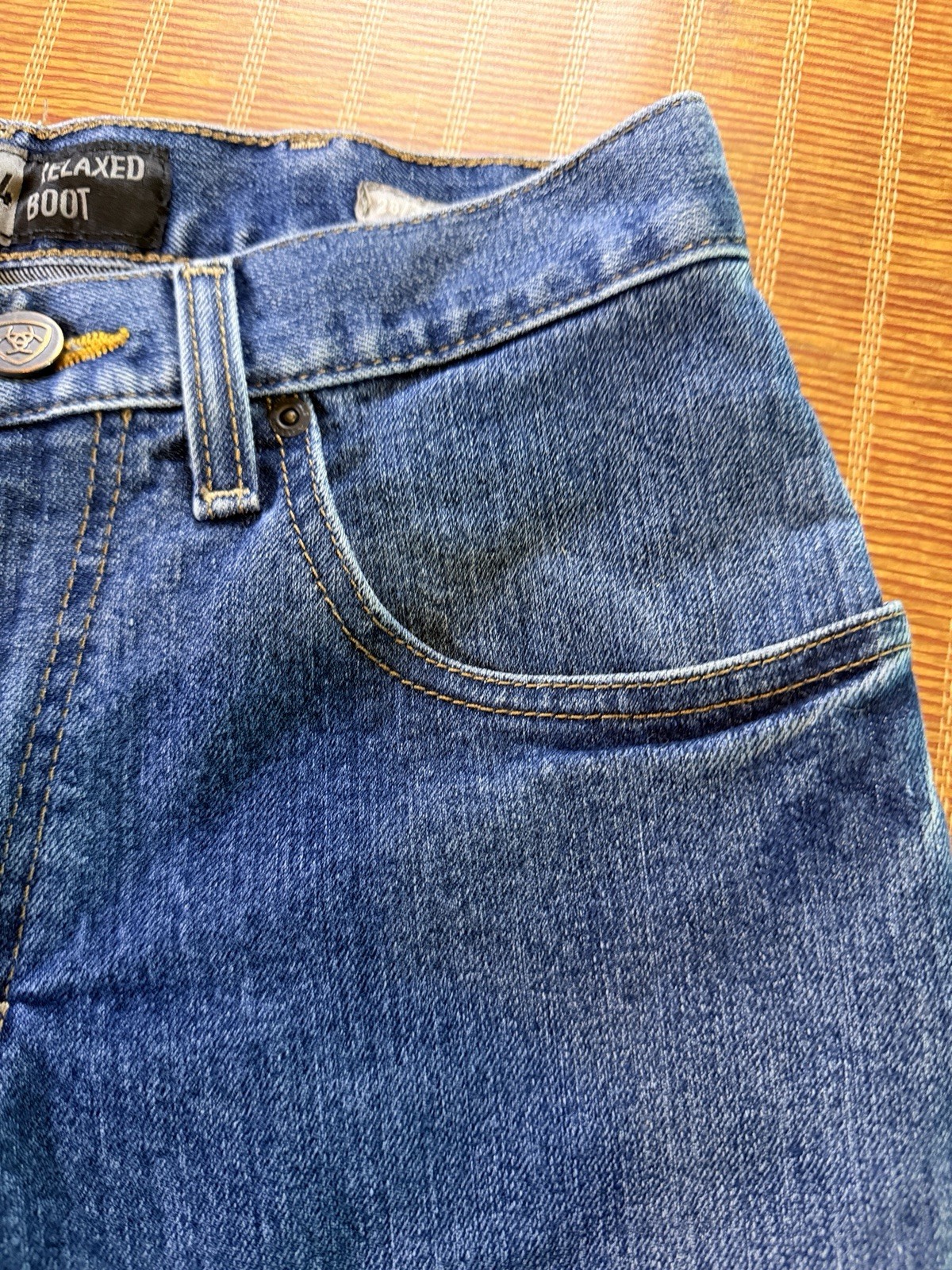 Ariat Rebar M4 Relaxed Boot Cut Jeans Men’s 28/30 Blue Durastretch Edge[H-144]