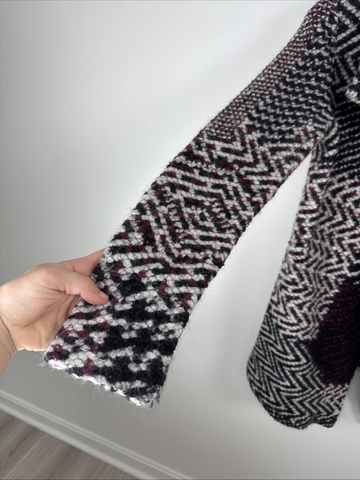 Lucky Brand Womens Size S Waterfall Multicolor Geometric Wool Blend Coatigan