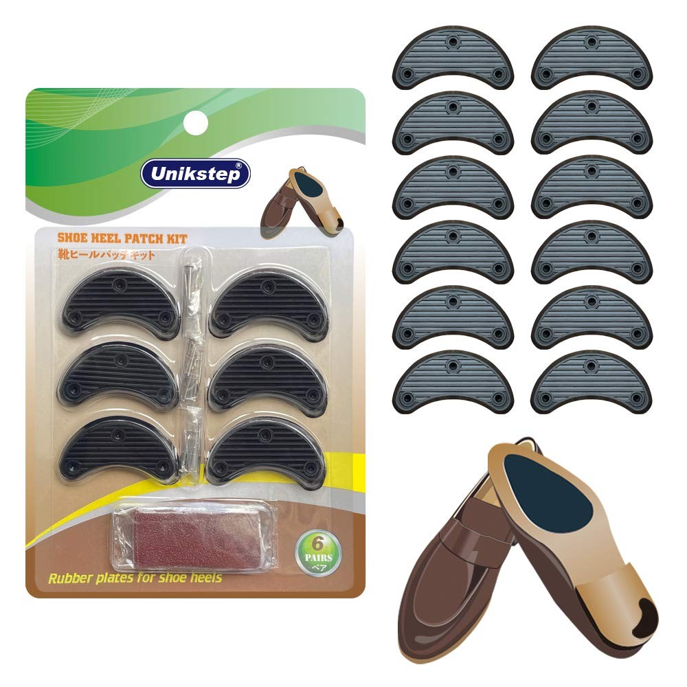 Unikstep 6 Pairs Shoe Heel Plate Tap, 6 Pair (Pack of 1), Khaki
