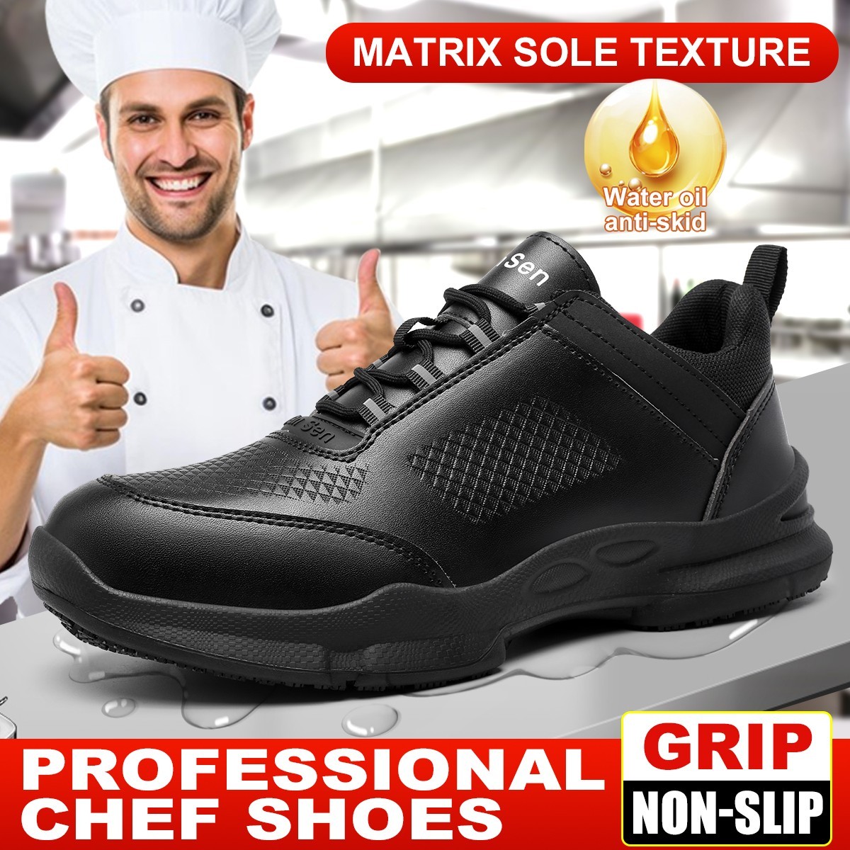 Men Chef Shoes Kitchen Non Slip Oil Resistant Waterproof Work Restaurant Shoes