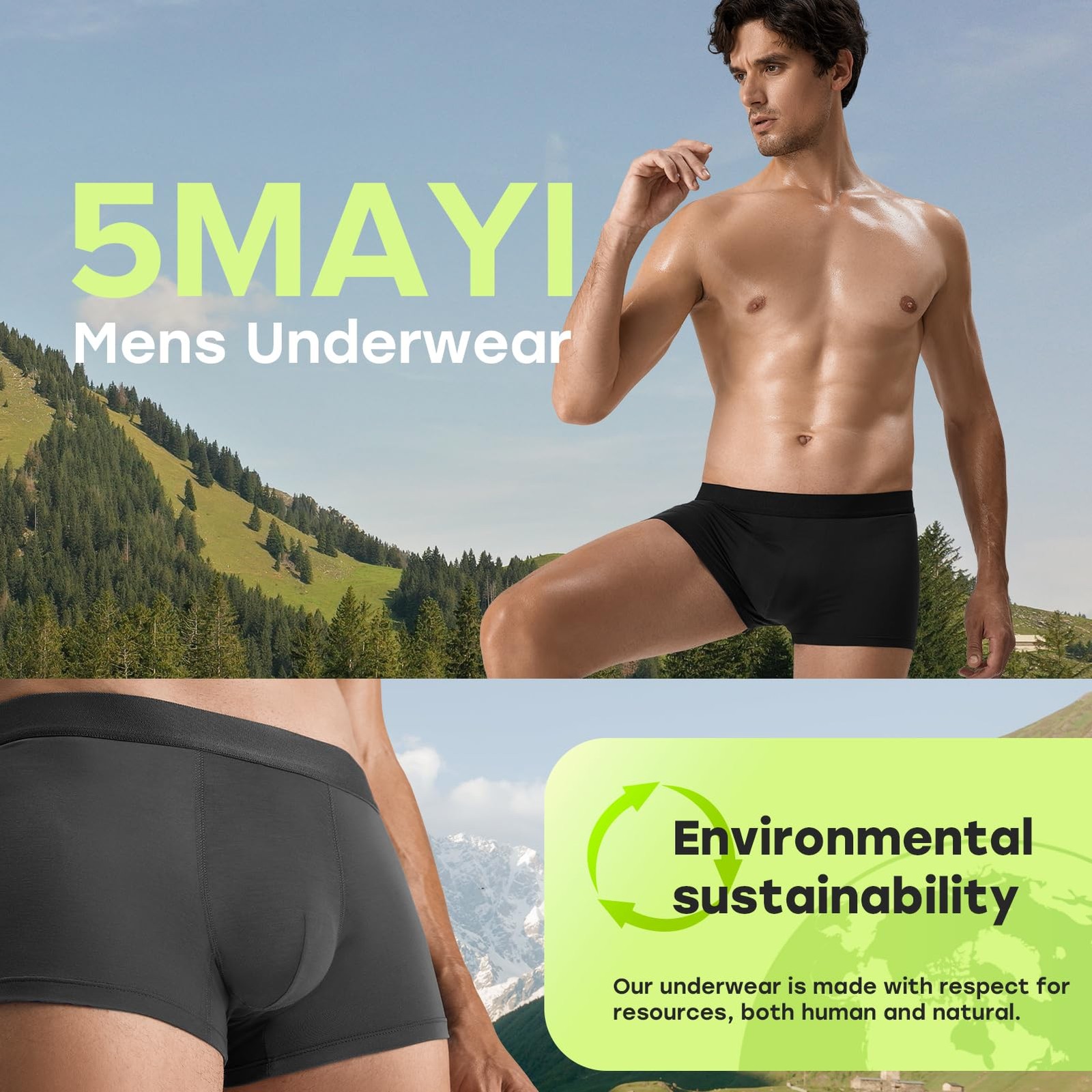 5Mayi Bamboo Viscose Boxer Briefs X-Large, A:4 Pairs Mens Trunks