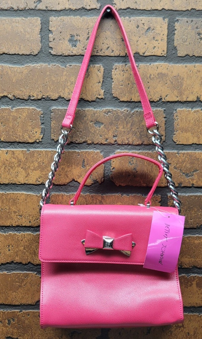 Betsey Johnson XO Devin Cherries Shoulder Bag with Chain Pink NWT