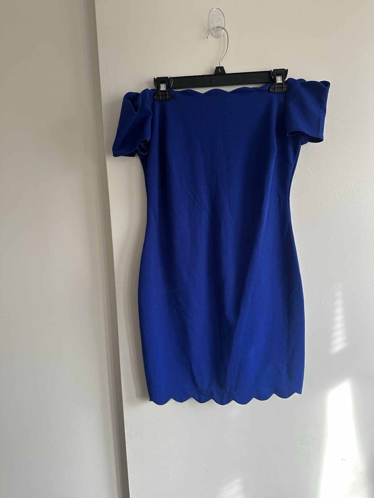 Rebecca B. Women’s Mini Cocktail Dress Wrap Size 10 Deep Blue Off Shoulder