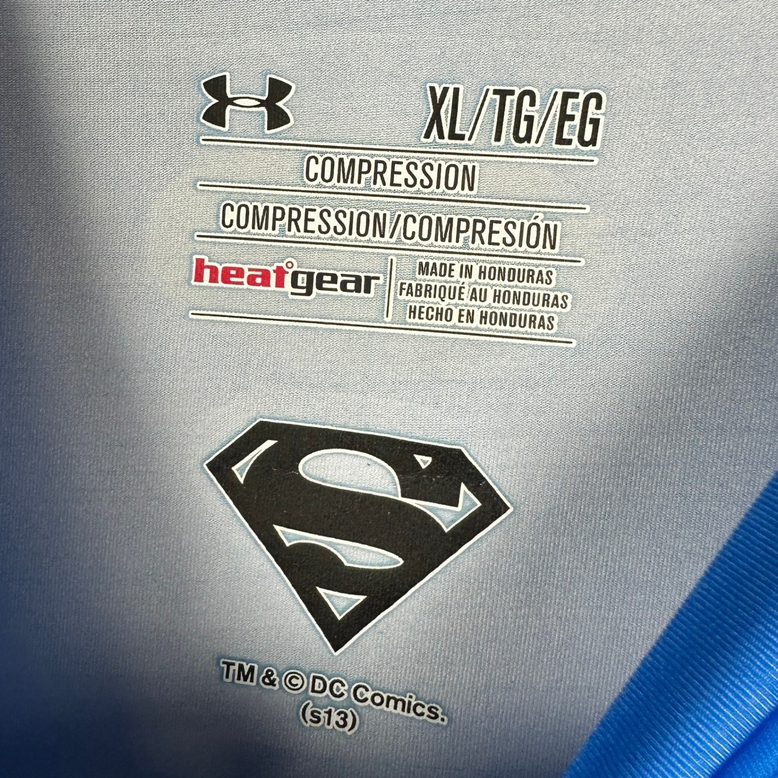 Under Armour Superman Shirt Mens XL Blue HeatGear Alter Ego Compression Athletic