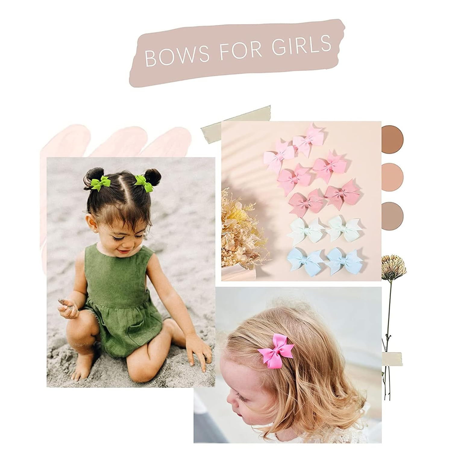 2″ Baby Hair Clips Fully Lined Bows Tiny Alligator Clips for Infants and Toddler