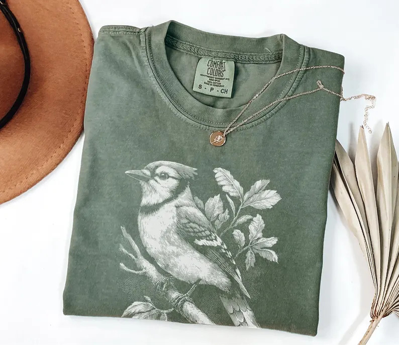 Aesthetic Blue Jay Comfort Tee Birdwatcher Nature Lover Gift