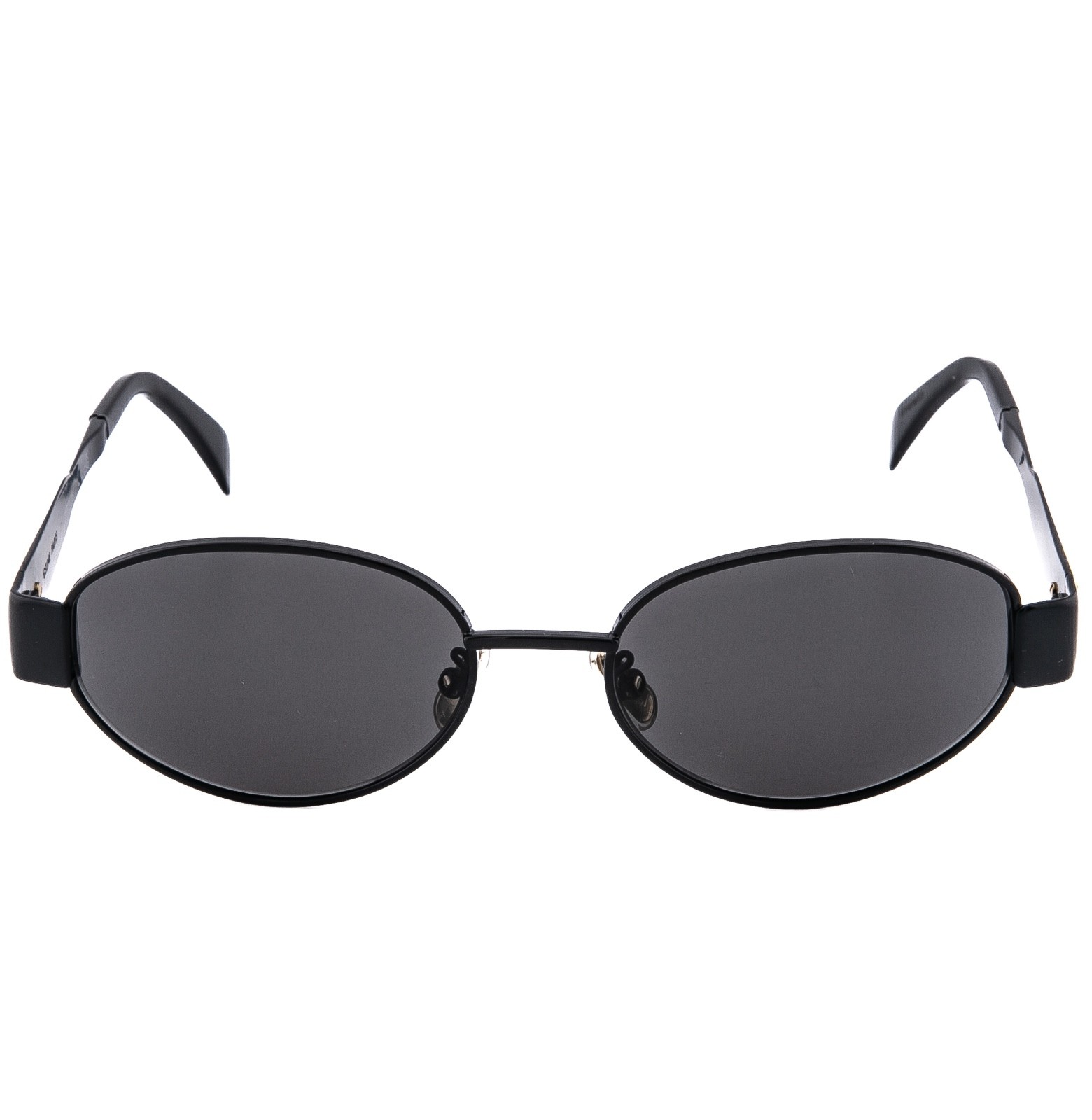 CELINE CL40235U 40235 METAL TRIOMPHE Black Gold Logo Oval Unisex Sunglasses 01A