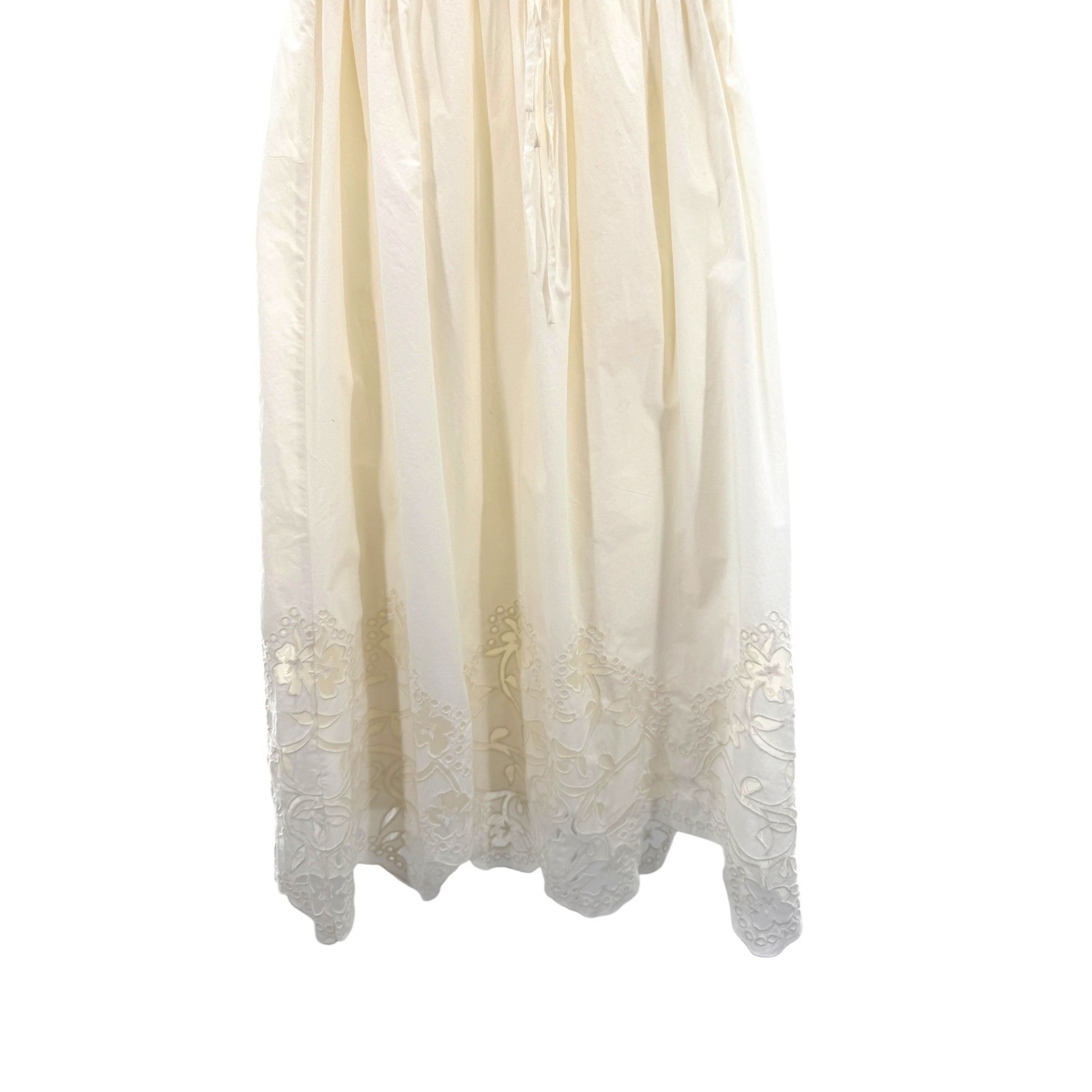 CLEOBELLA Allegra Drawstring Waist Ivory Organic Cotton Eyelet Midi Dress S NWT