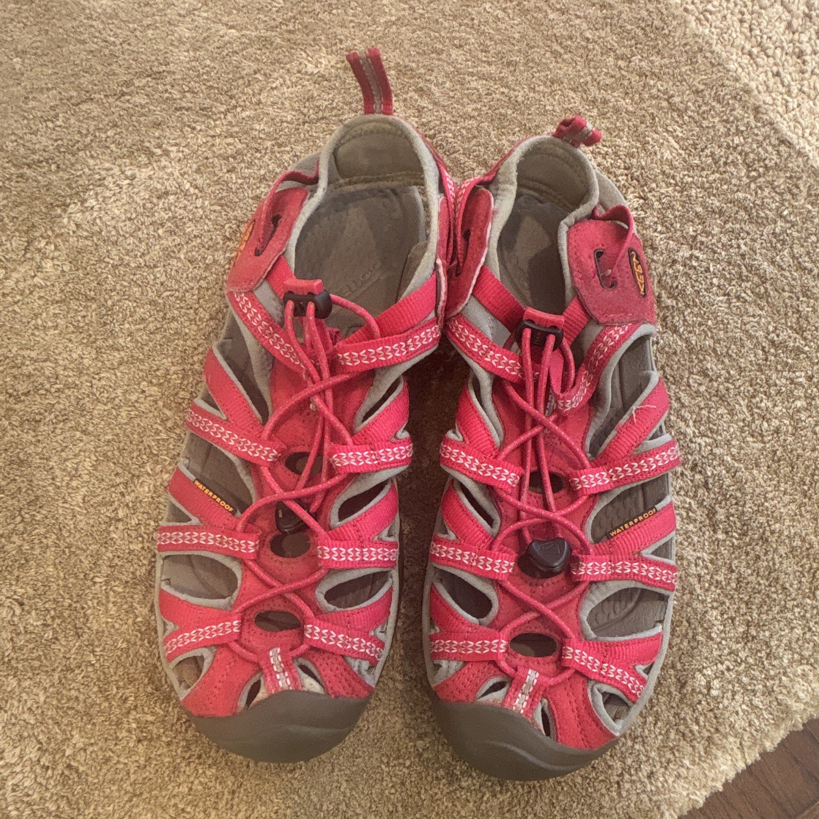 KEEN Womens 7.5 Closed-Toe Strappy Lace-Up Sandals Pink Gray Synthetic