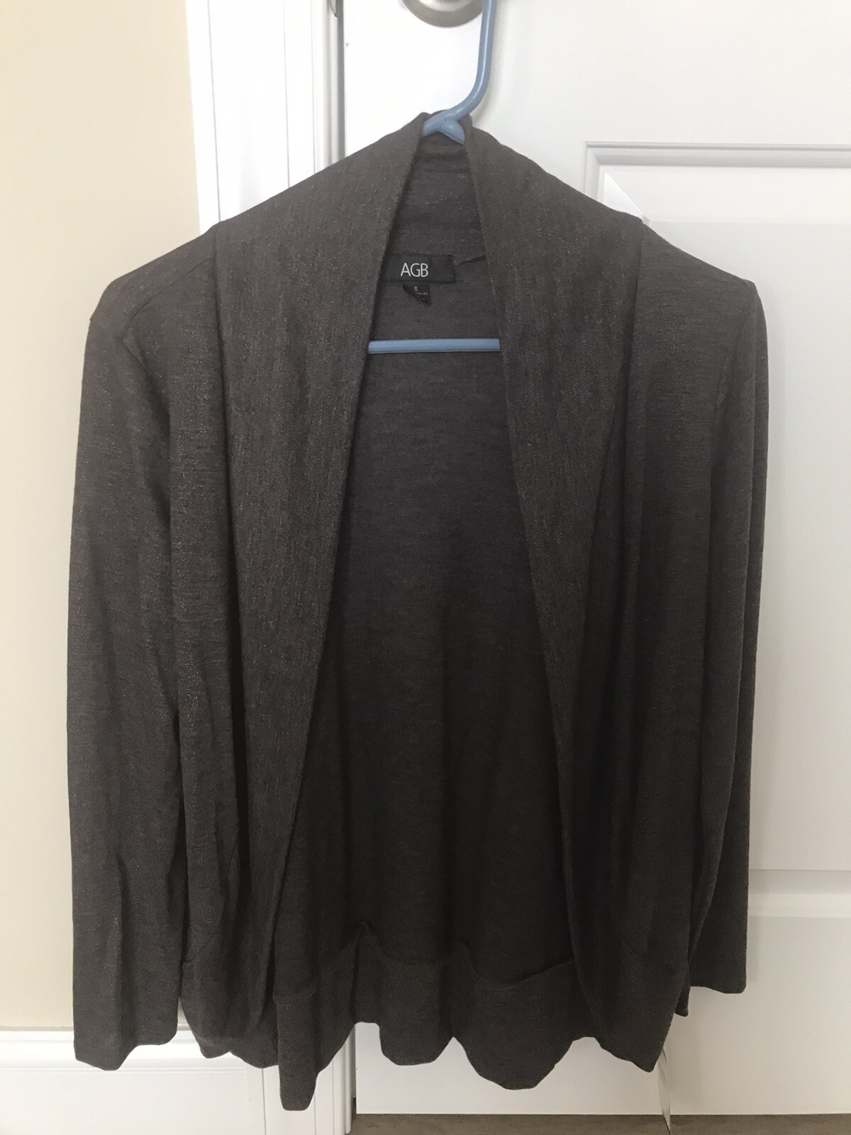 AGB Lightweight Shawl Collar Jacket Cover-up Small Brown Sparkle NWT!