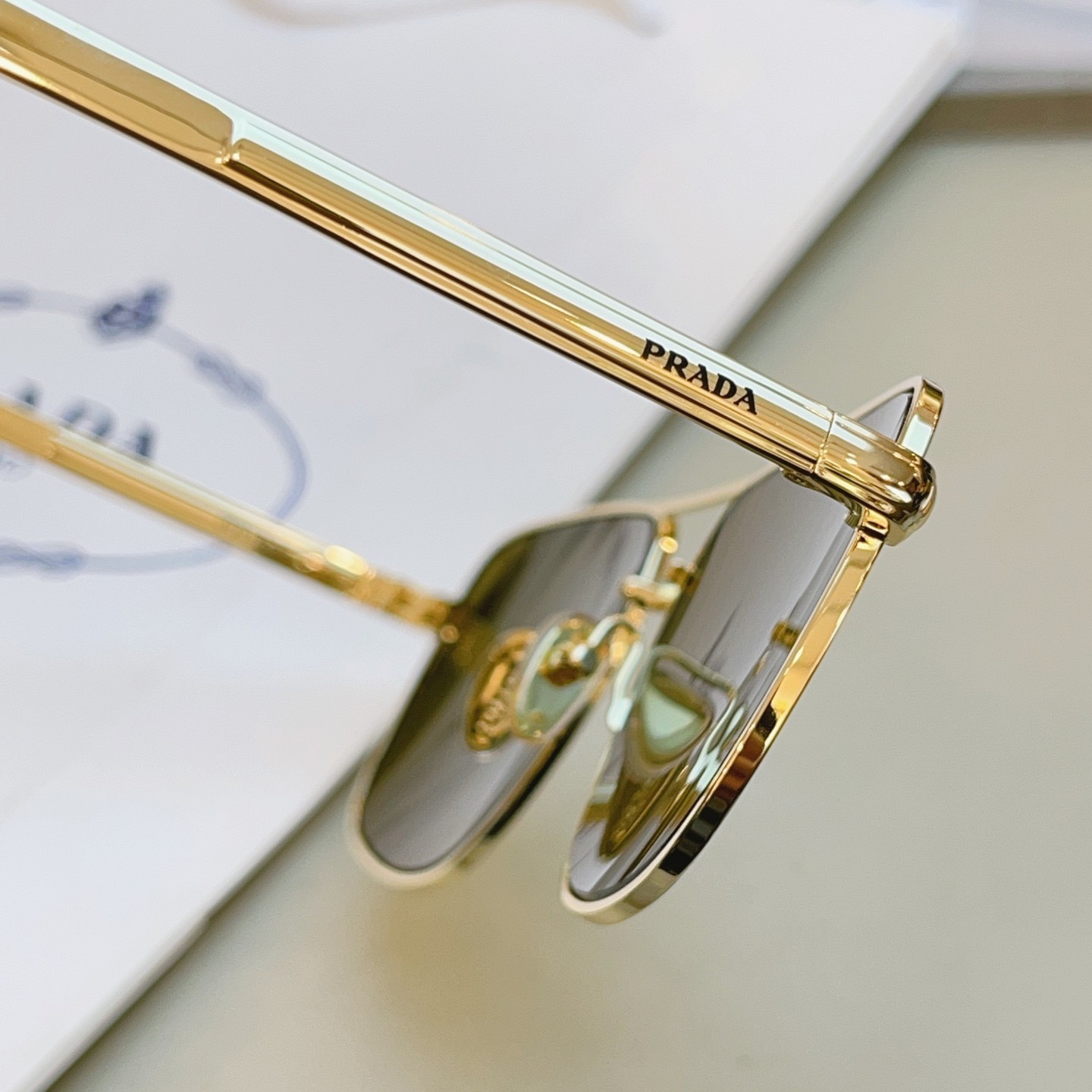 PRADA SPRA54C Sunglasses Metal Square Frame Gold/Light Brown Lens 58口16-145mm