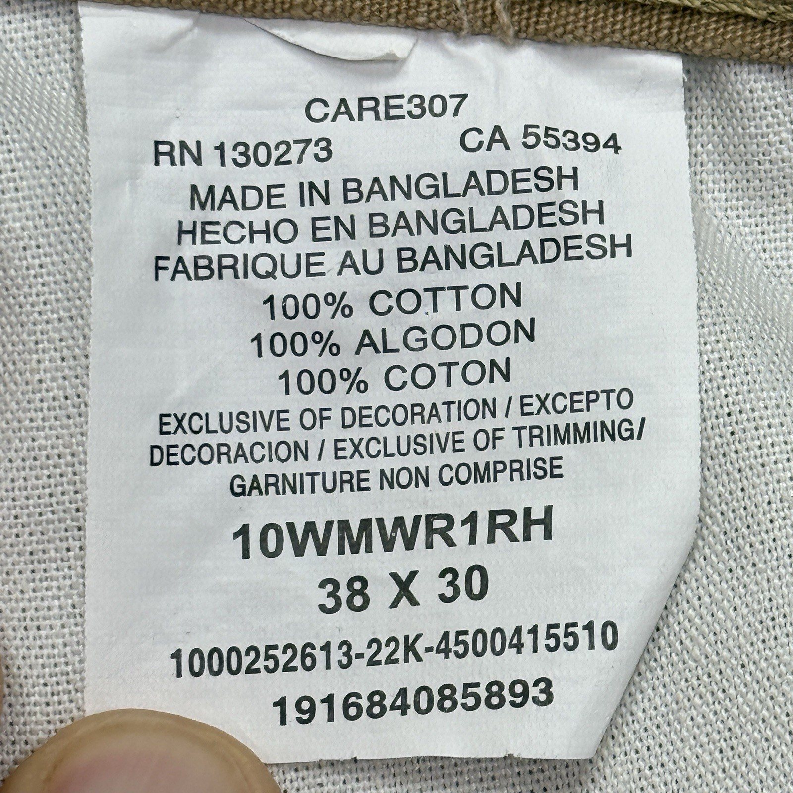 Wrangler Workwear Men’s 38×30 Ripstop Cargo Work Pants Tan Brown Hammer Loop