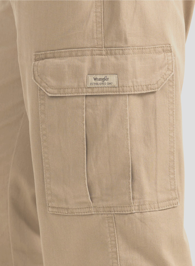 Men’s Wrangler Relaxed Fit Comfort Flex Waistband Cargo Pants Grain CHOOSE SIZE