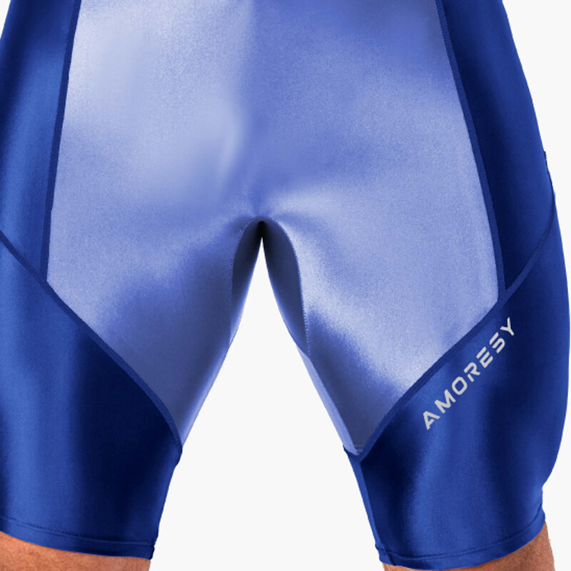 AMORESY Men Glitter Tracksuits Long Sleeve Fitness Overalls Gymnastics Leotards