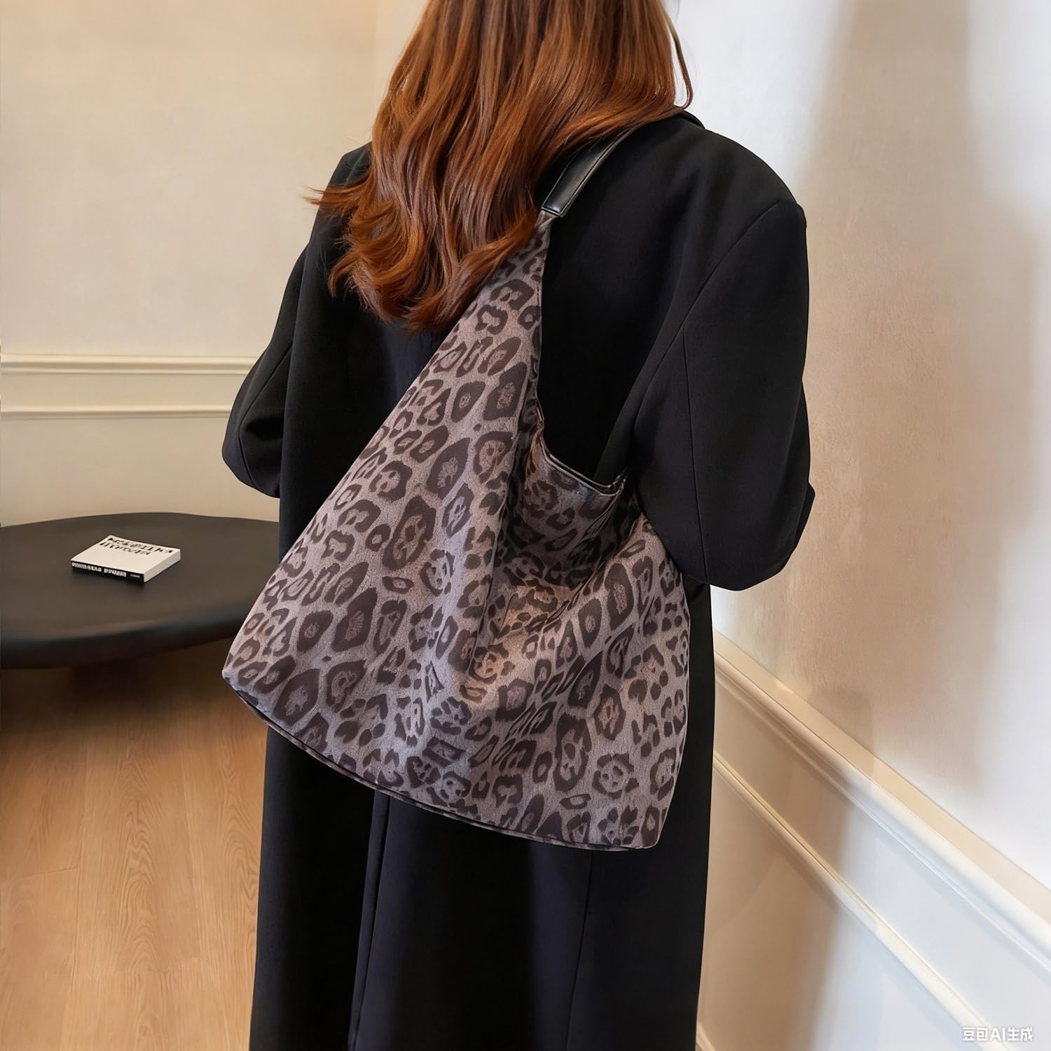 Leopard print purse for women，suede Leather hobo tote bag， cheetah print shou…