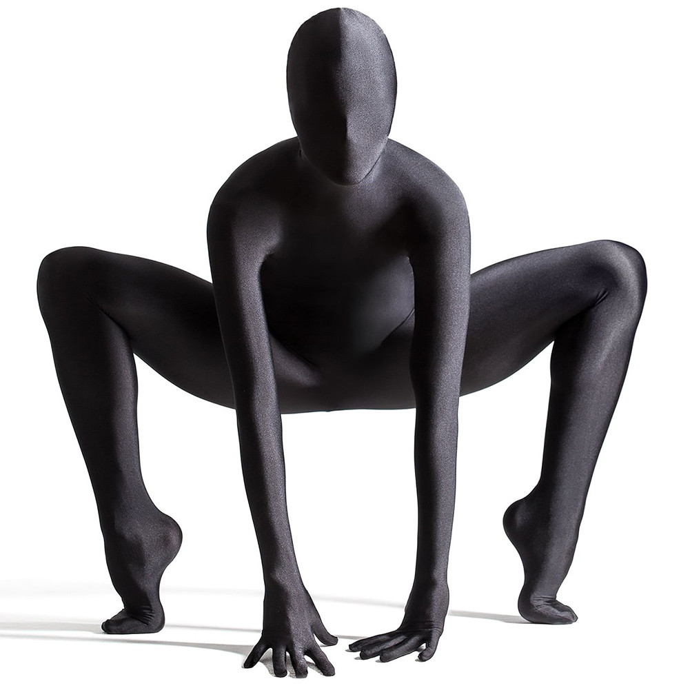AltSkin ZENTAI SUIT – FULL BODY COSTUME – BLACK ZIPPERED STRETCH SUIT (9 Sizes!)