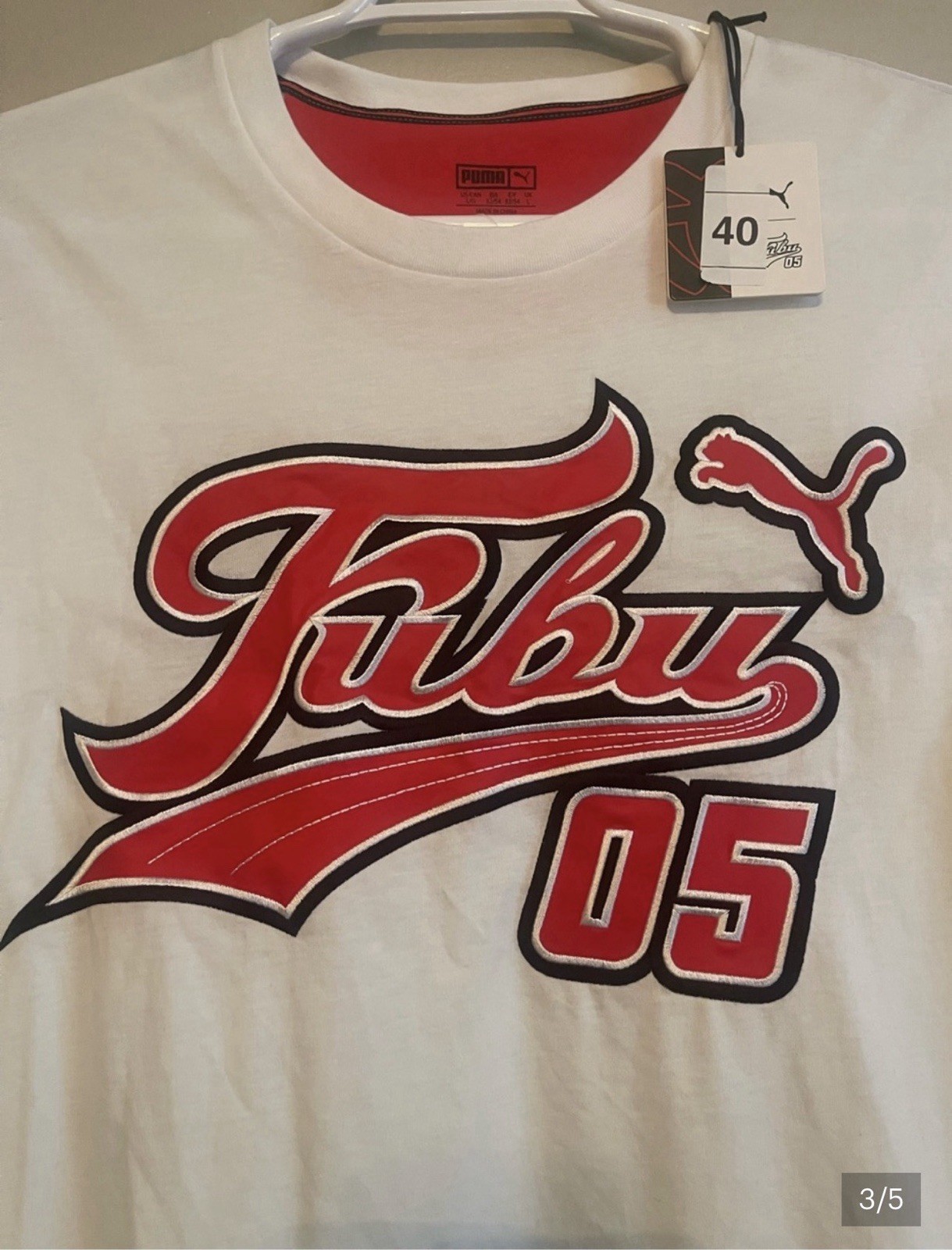 Puma-FUBU White Tee with Red and Black Script
