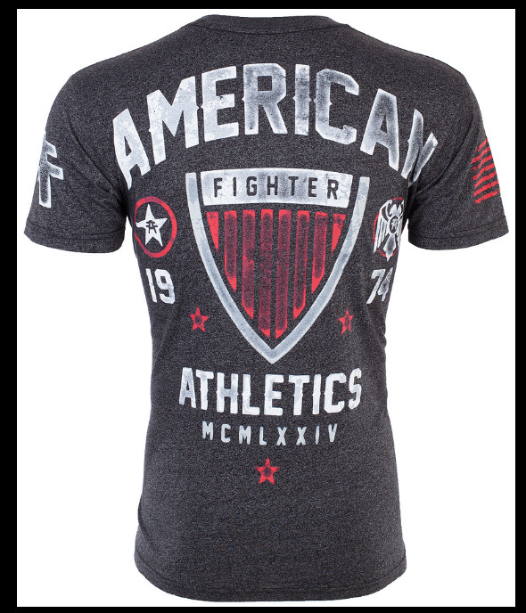 AMERICAN FIGHTER Heather Black CUMBERLAND Athletic Graphic T-shirt NWT