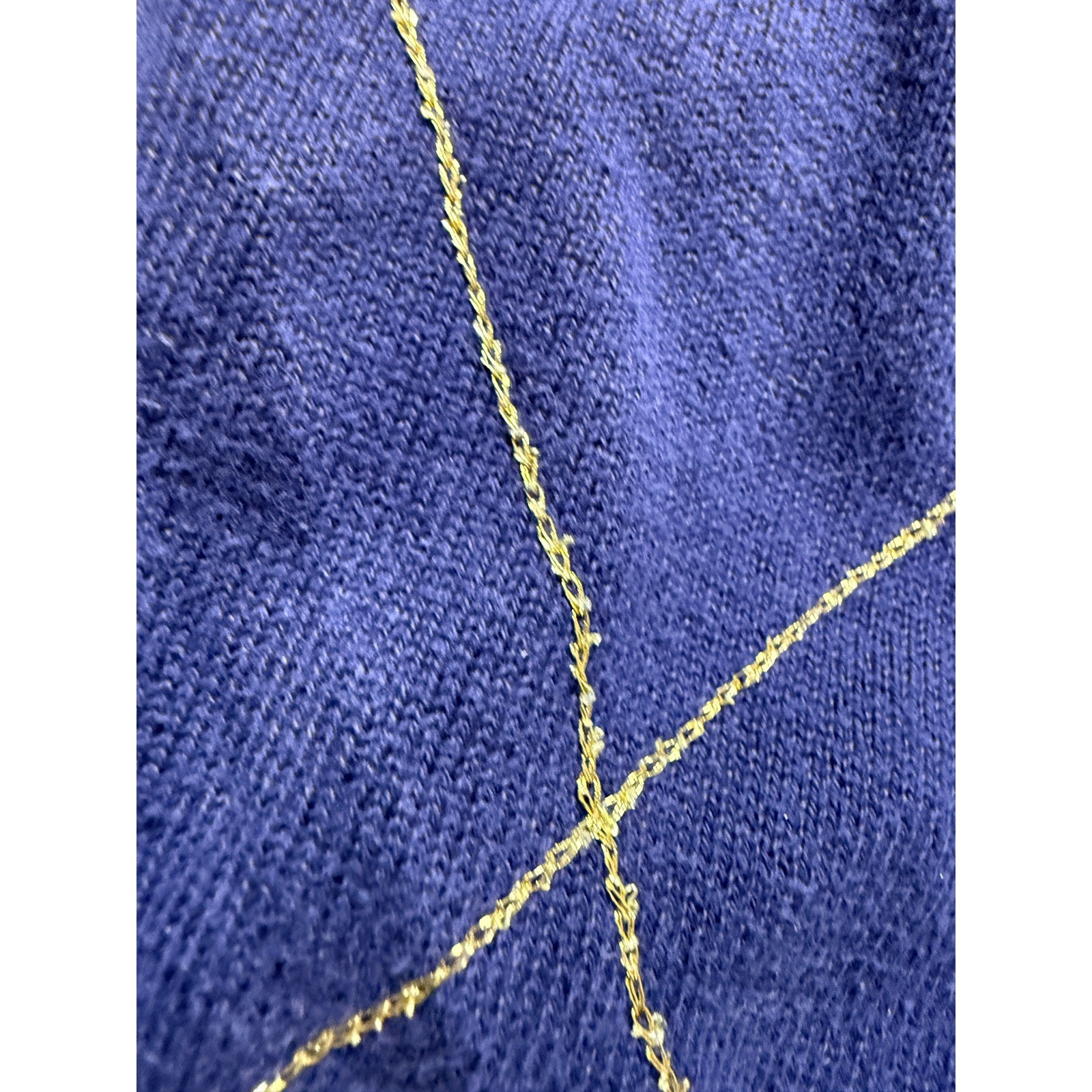 Lilly Pulitzer V-Neck Sweater Womens Large Navy Blue Argyle Gold Metallic Trim