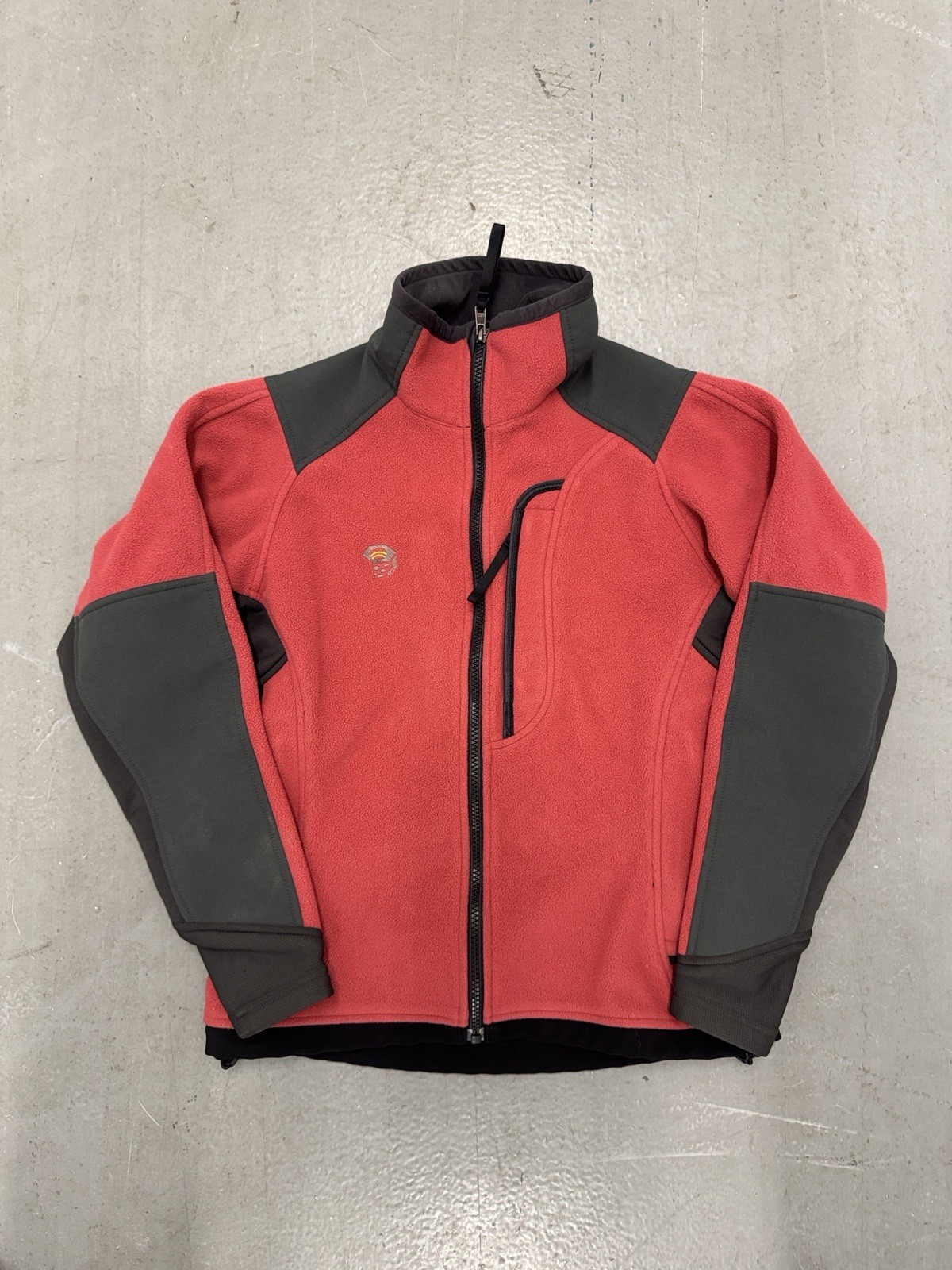 Mountain Hardwear Red Fleece Jacket with Gray Panels Women’s 4 – Made In USA