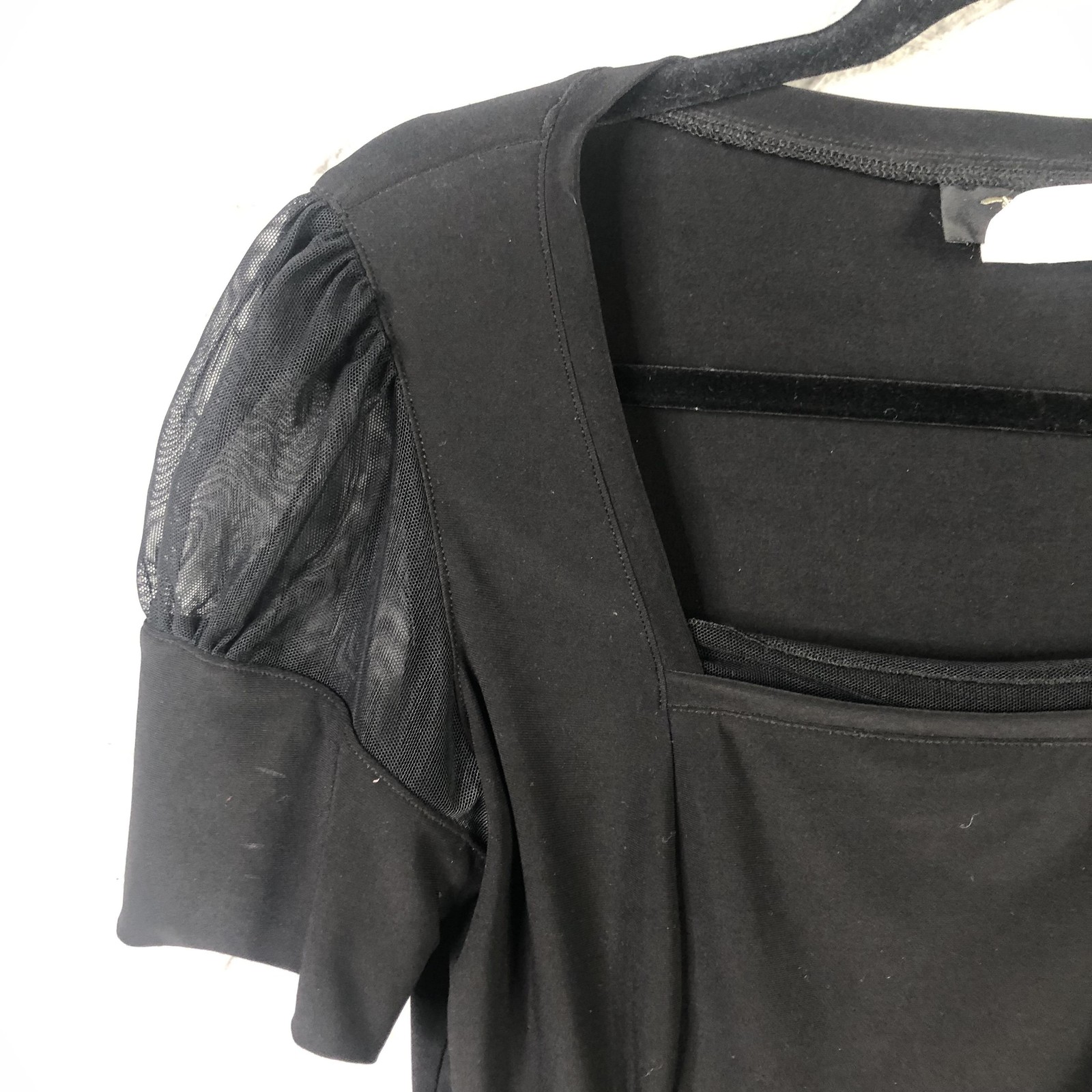 Bali Shirt Womens Medium Black Square Neck Mesh Puff Sleeve Whimsigoth Feminine