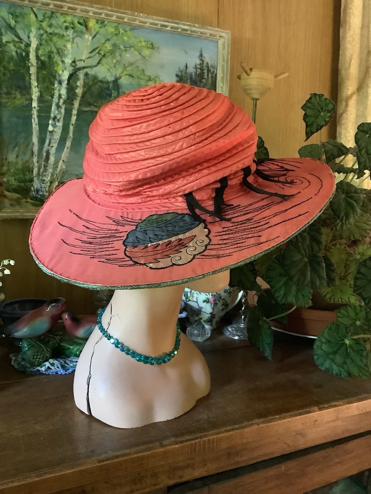 Vintage Antique 1900’s Fabulous JAS G JOHNSON CO Wide Brim HAT One Of A Kind