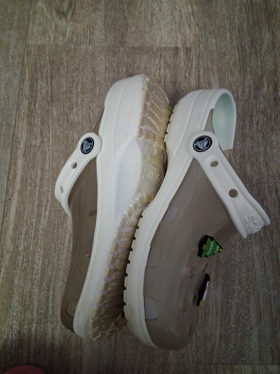 CROCS Classic Clogs Clear White Translucent See Thru Slip On Unisex W/6 M/4 EUC
