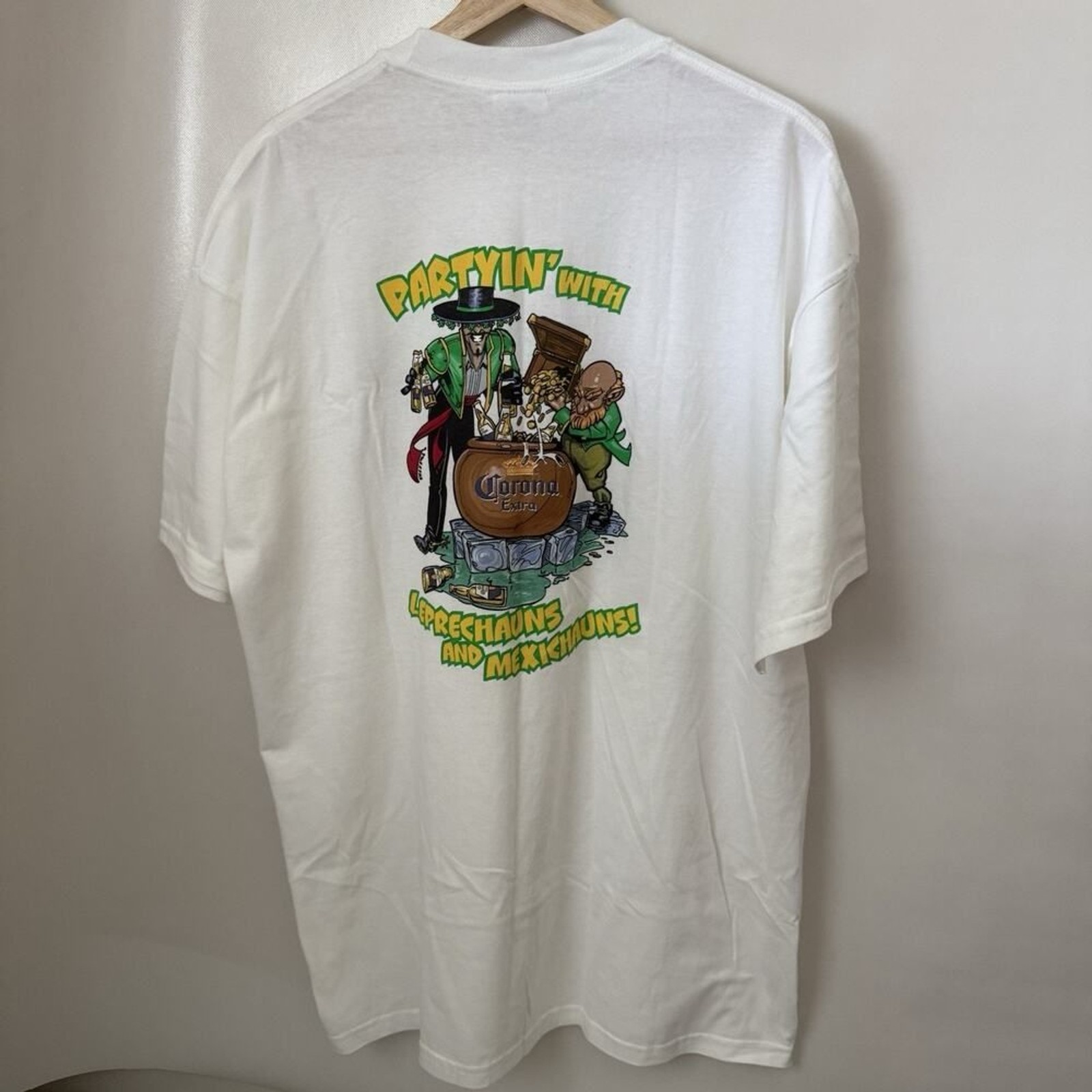 Corona Extra T-Shirt Partying With Leprechauns St. Pattys Day Beer Humor