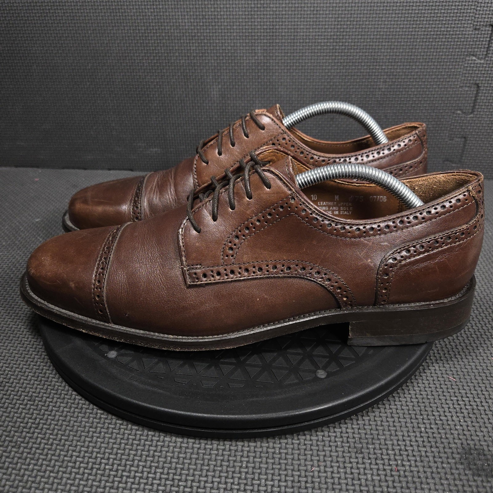Bostonian Shoes Mens Size 10 Brown Leather Cap Toe Derby Dress Made In Italy