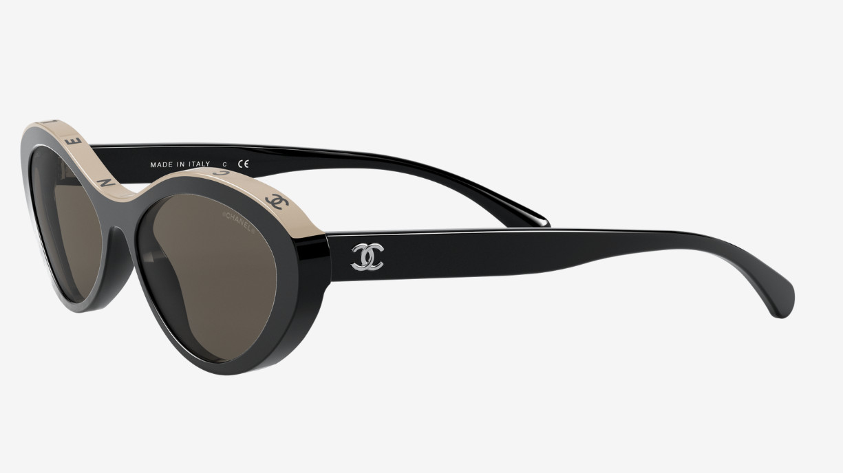 CHANEL CH5416 Beige & Black Acetate Oval Woman’s Sunglasses 57-18-145mm