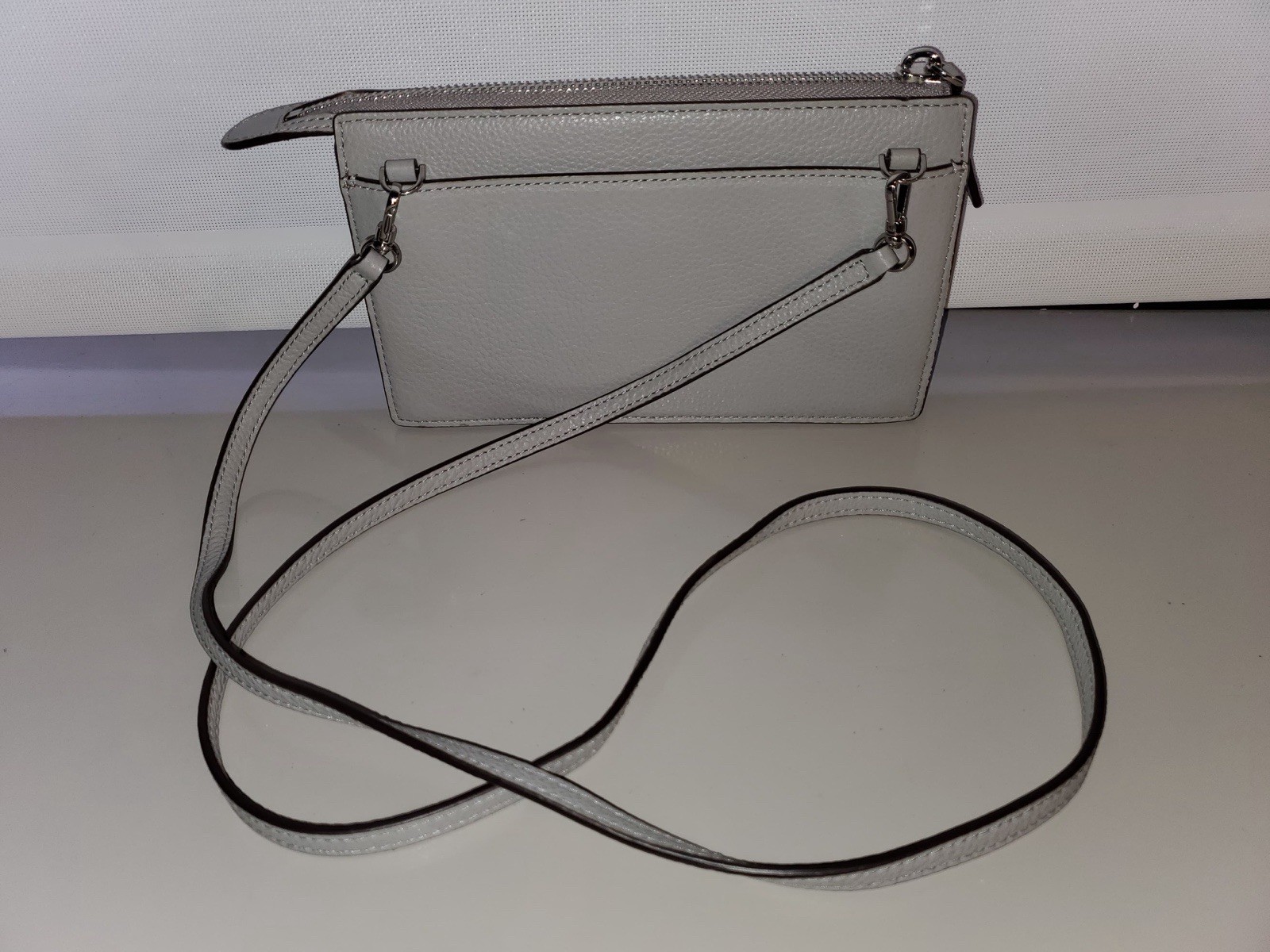 kate spade new york Gray Pebbled Crossbody Bag Strap Accent Zipper