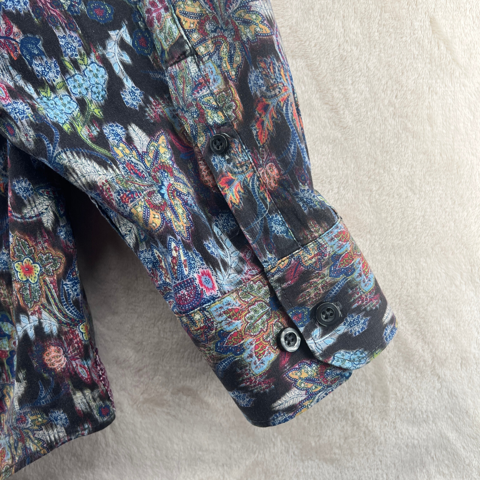 Tallia Men’s Size XL Floral Stretch Cotton Long Sleeve Flip Cuffs Casual Shirt