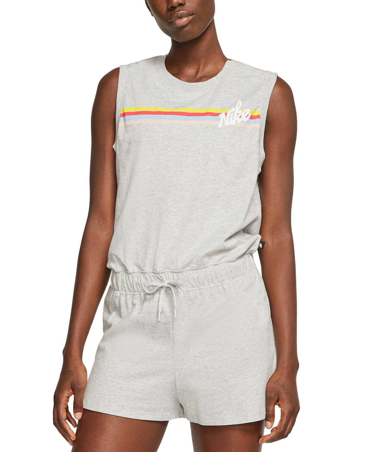 Nike Women’s Cotton Striped Romper Gray Heather